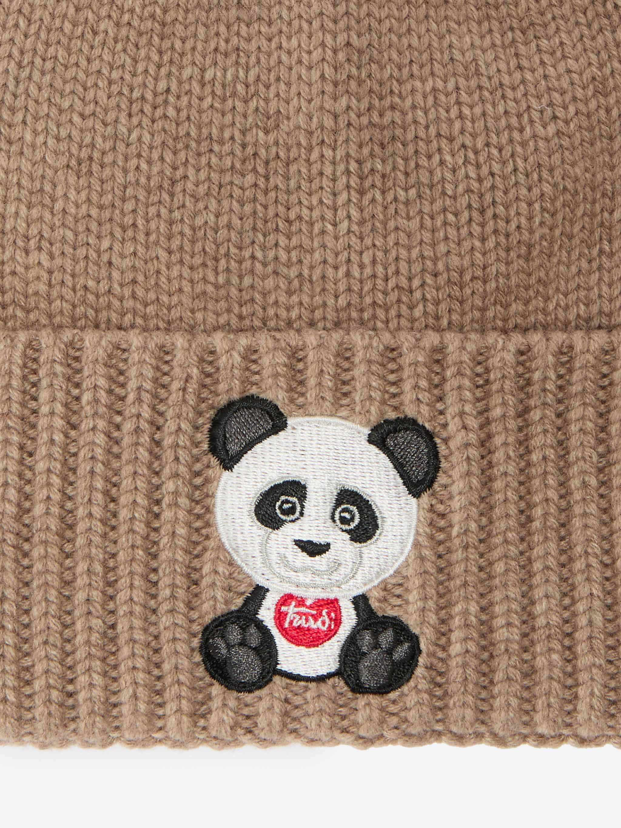 Holden cashmere-blend beanie in beige with Trudi Panda embroidery | TRUDI SPECIAL EDITION - Image 2