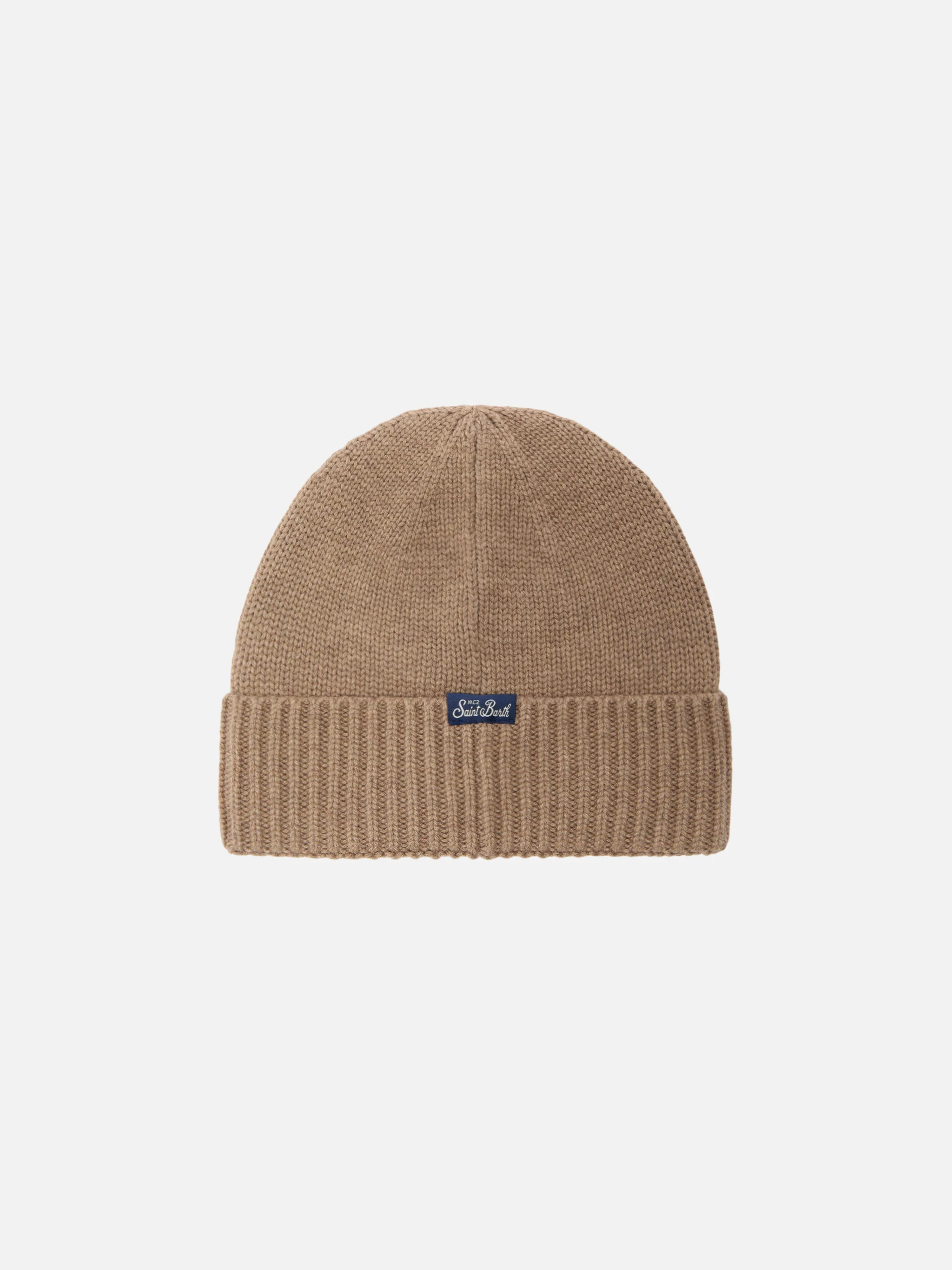 Holden cashmere-blend beanie in beige with Trudi Panda embroidery | TRUDI SPECIAL EDITION - Image 3