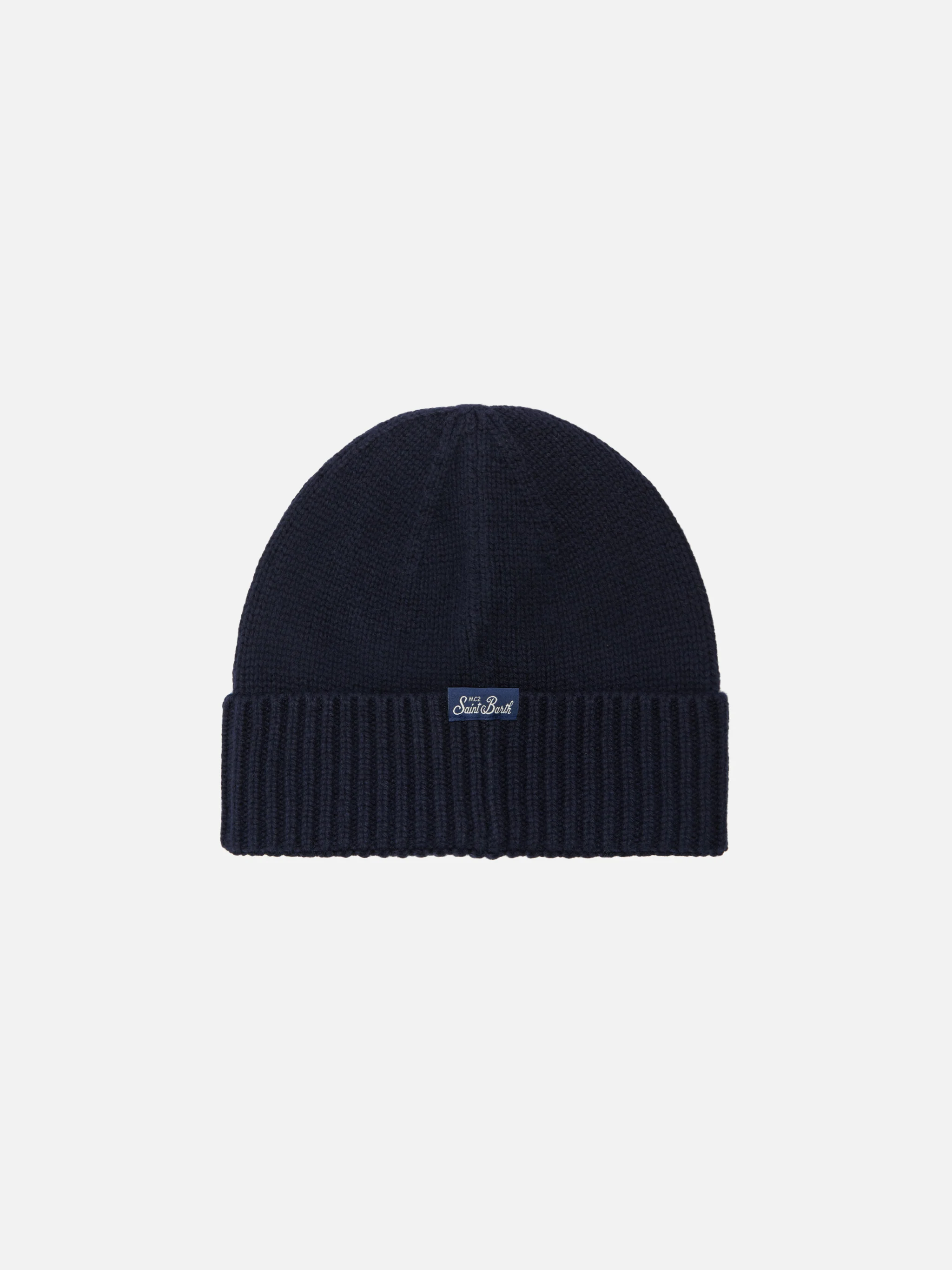 Holden cashmere-blend beanie in blue with Trudi bear embroidery | TRUDI SPECIAL EDITION - Image 3