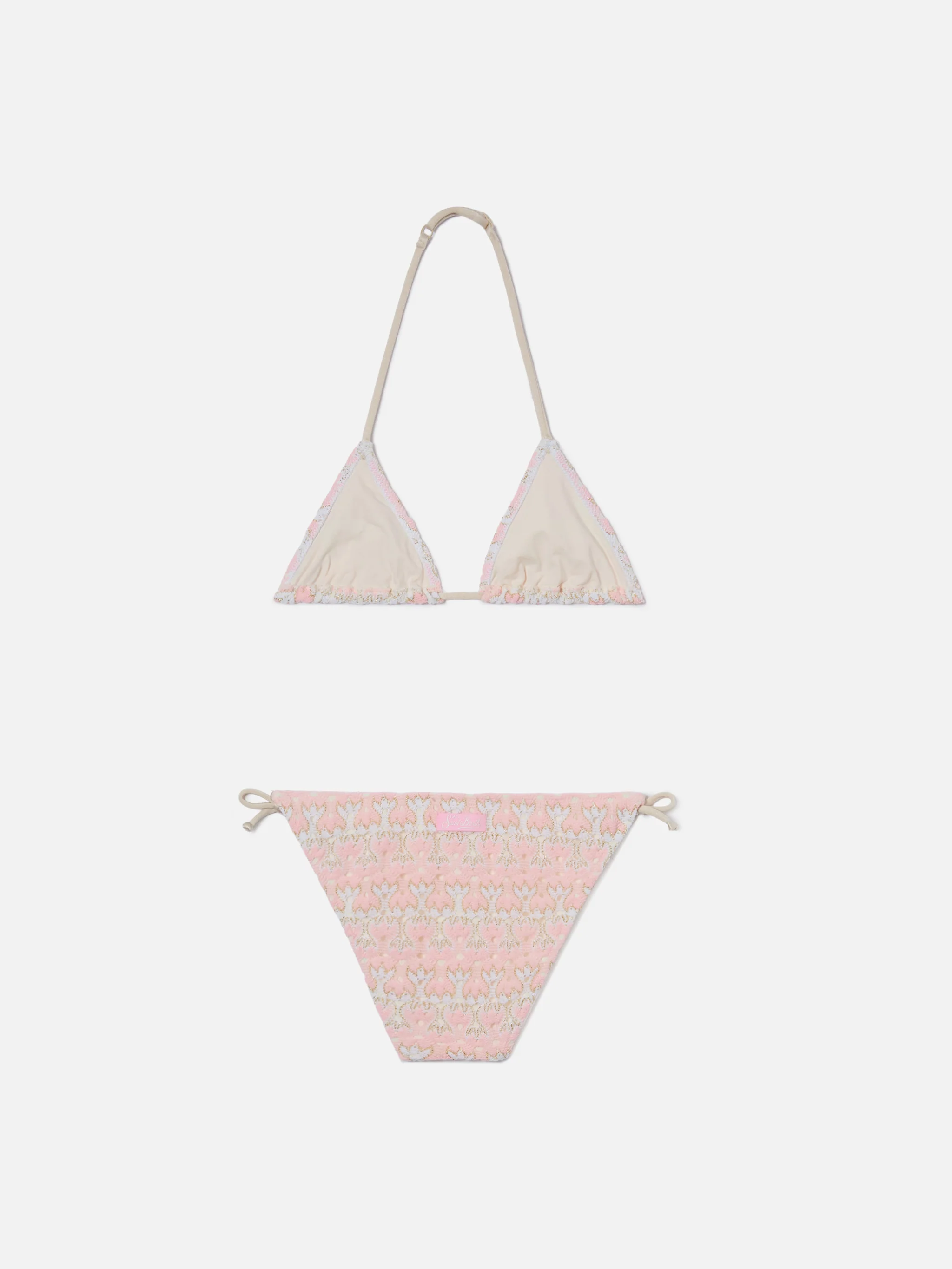 Holly pink and cream floral raschel bikini - Image 2