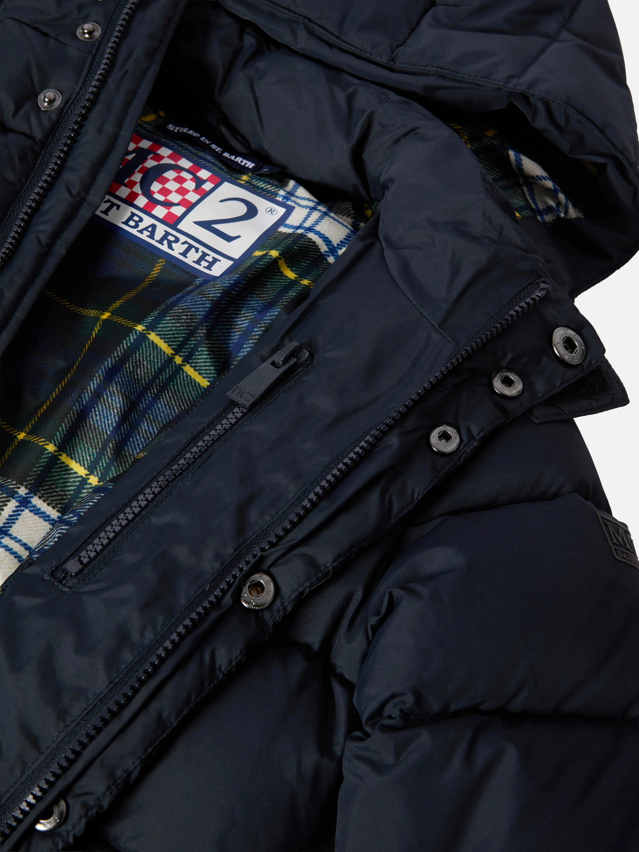 Hooded down padded jacket Young in navy blue - Image 2