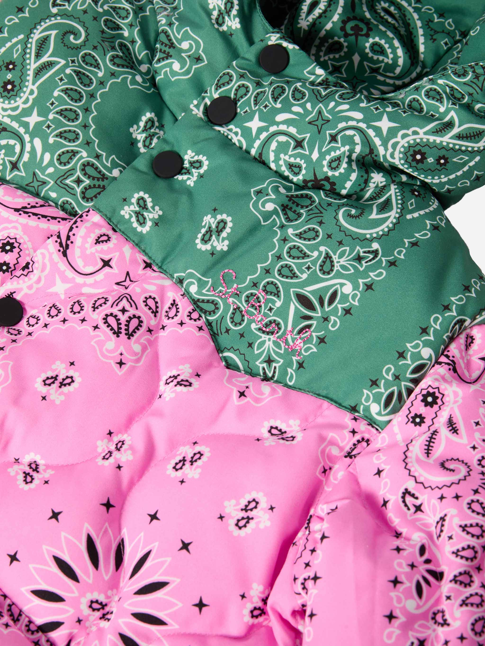 Hooded down padded jacket Baxter Jr with bandana print - Image 2