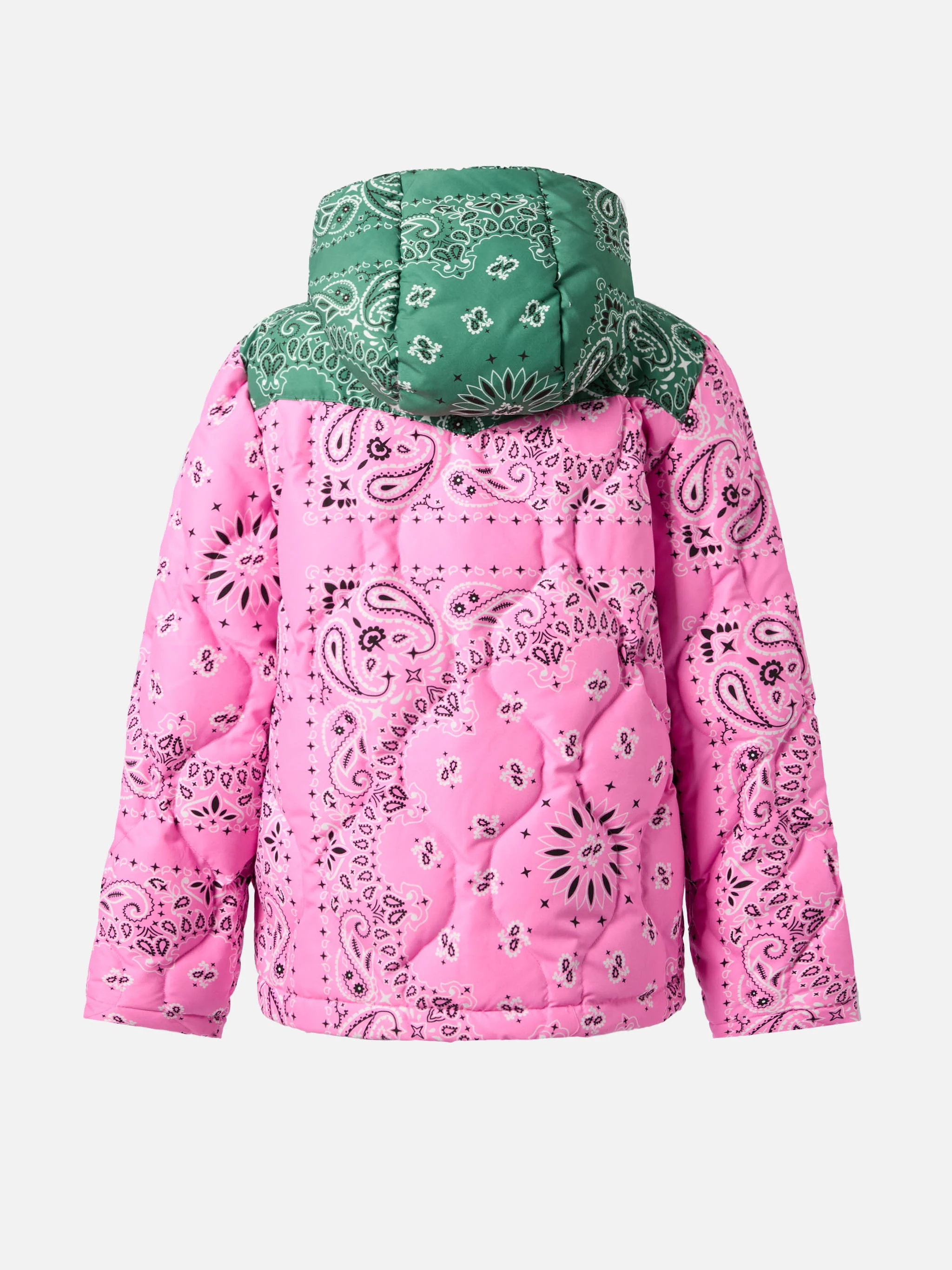 Hooded down padded jacket Baxter Jr with bandana print - Image 3