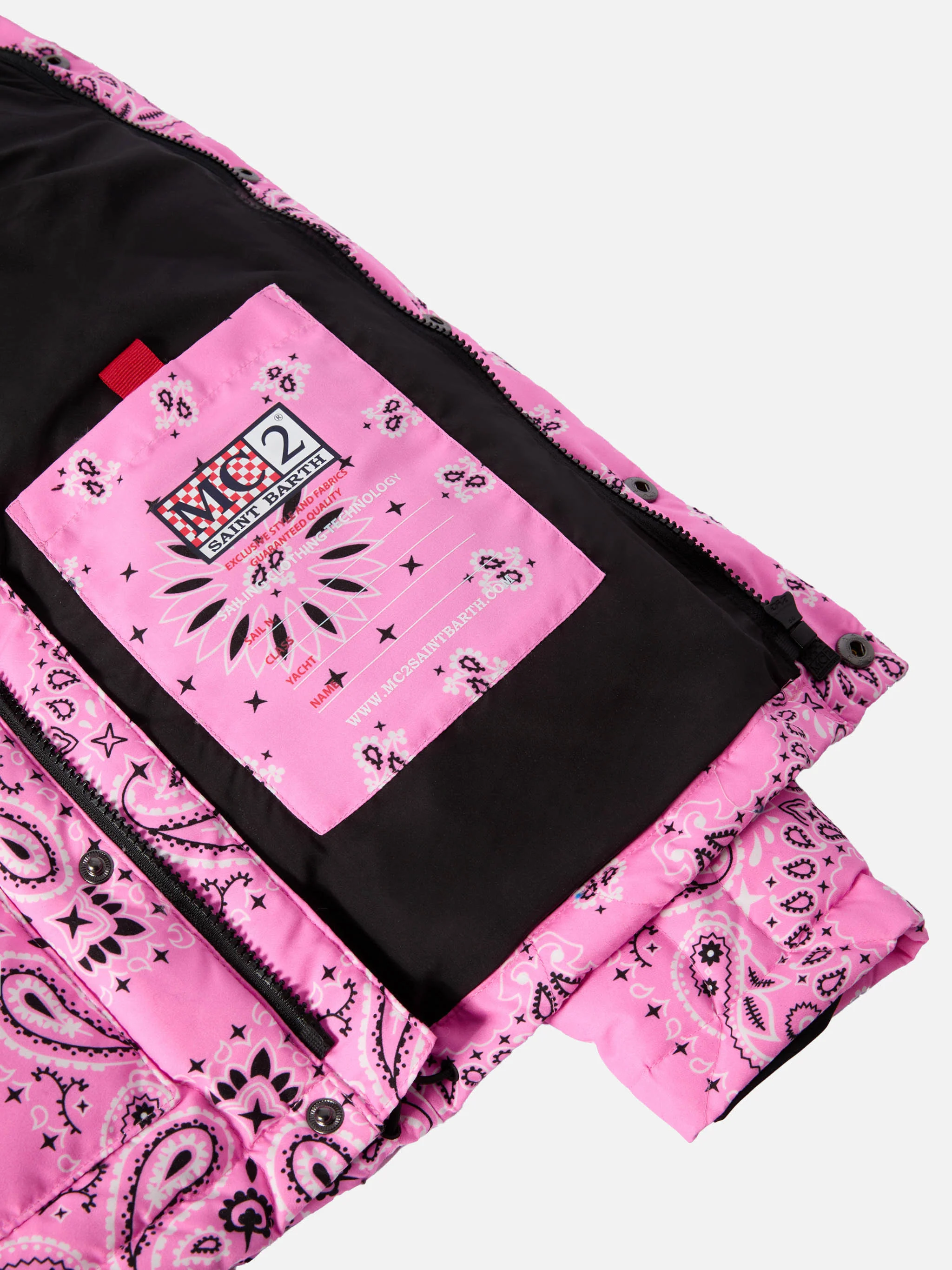Hooded down padded jacket Baxter Jr with bandana print - Image 4