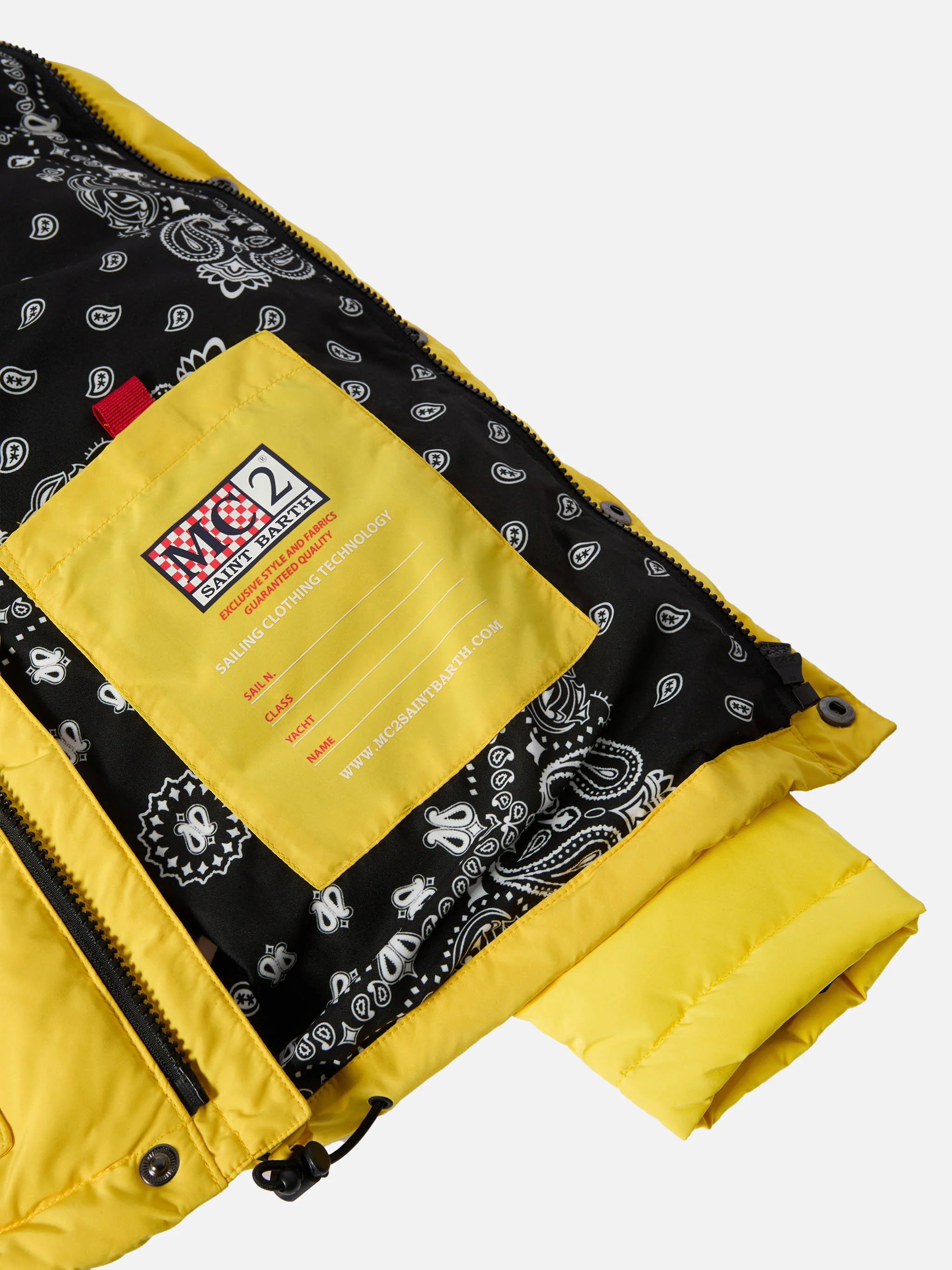 Hooded down padded jacket Baxter Jr with bandana print - Image 4