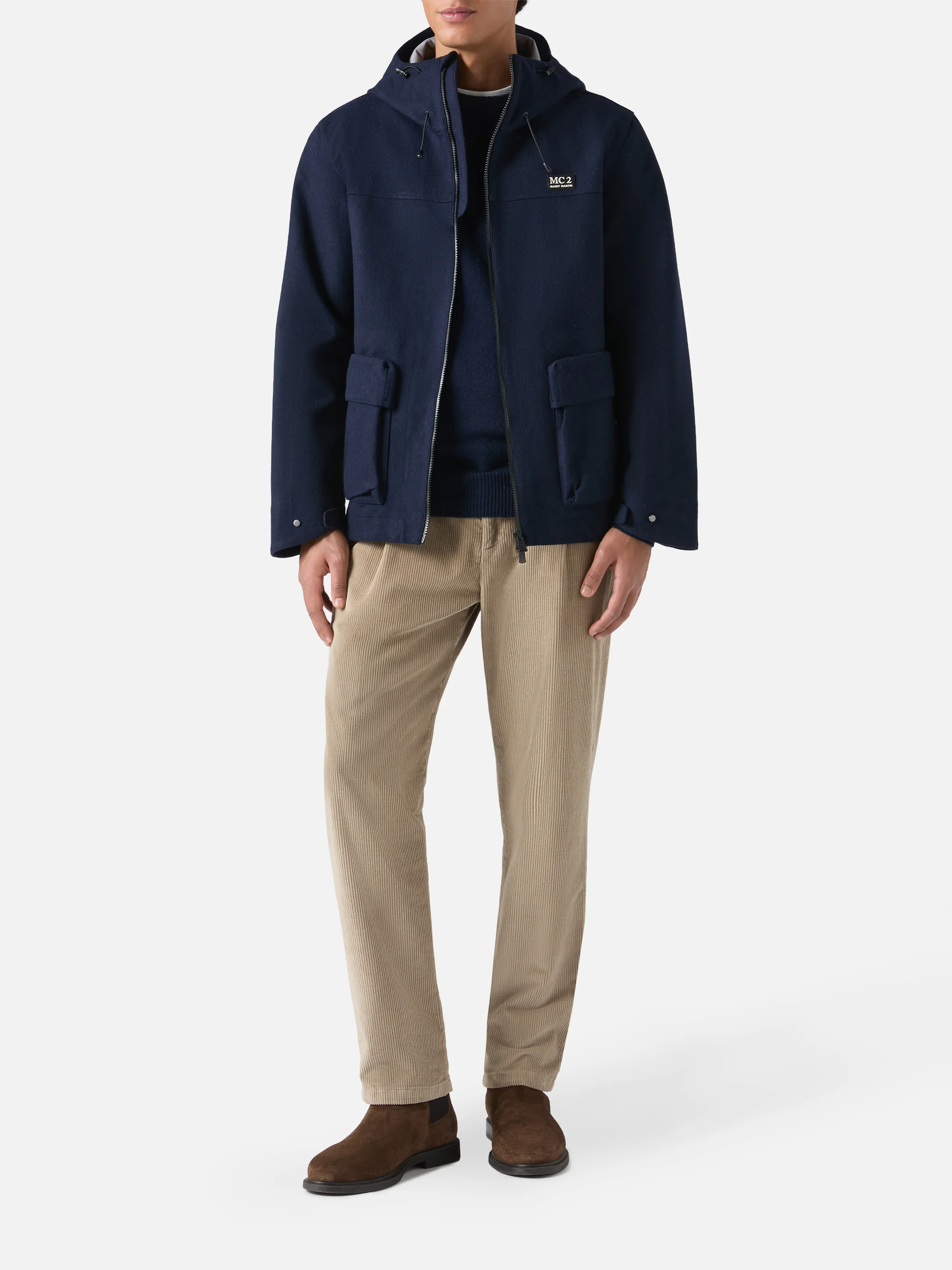 Hooded navy blue windbreaker jacket Kauris - Image 2