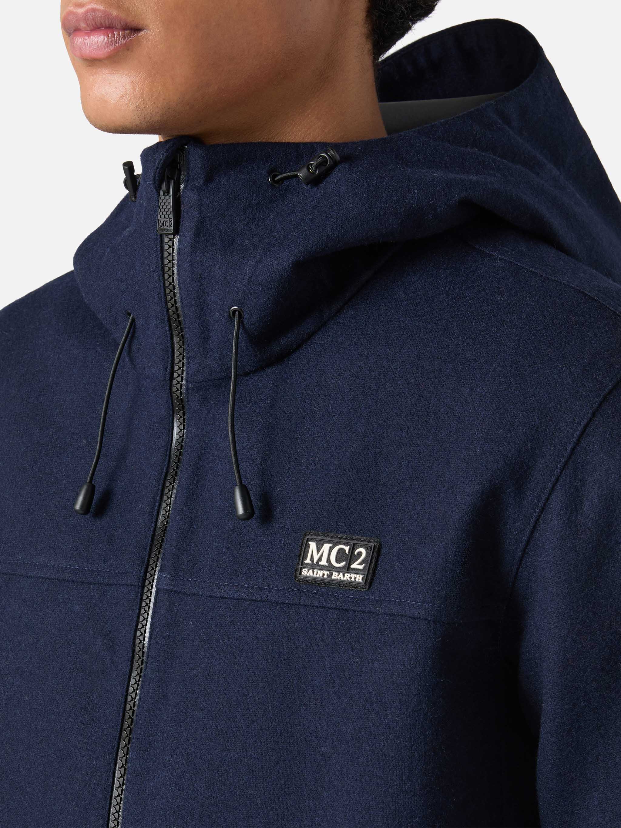 Hooded navy blue windbreaker jacket Kauris - Image 4