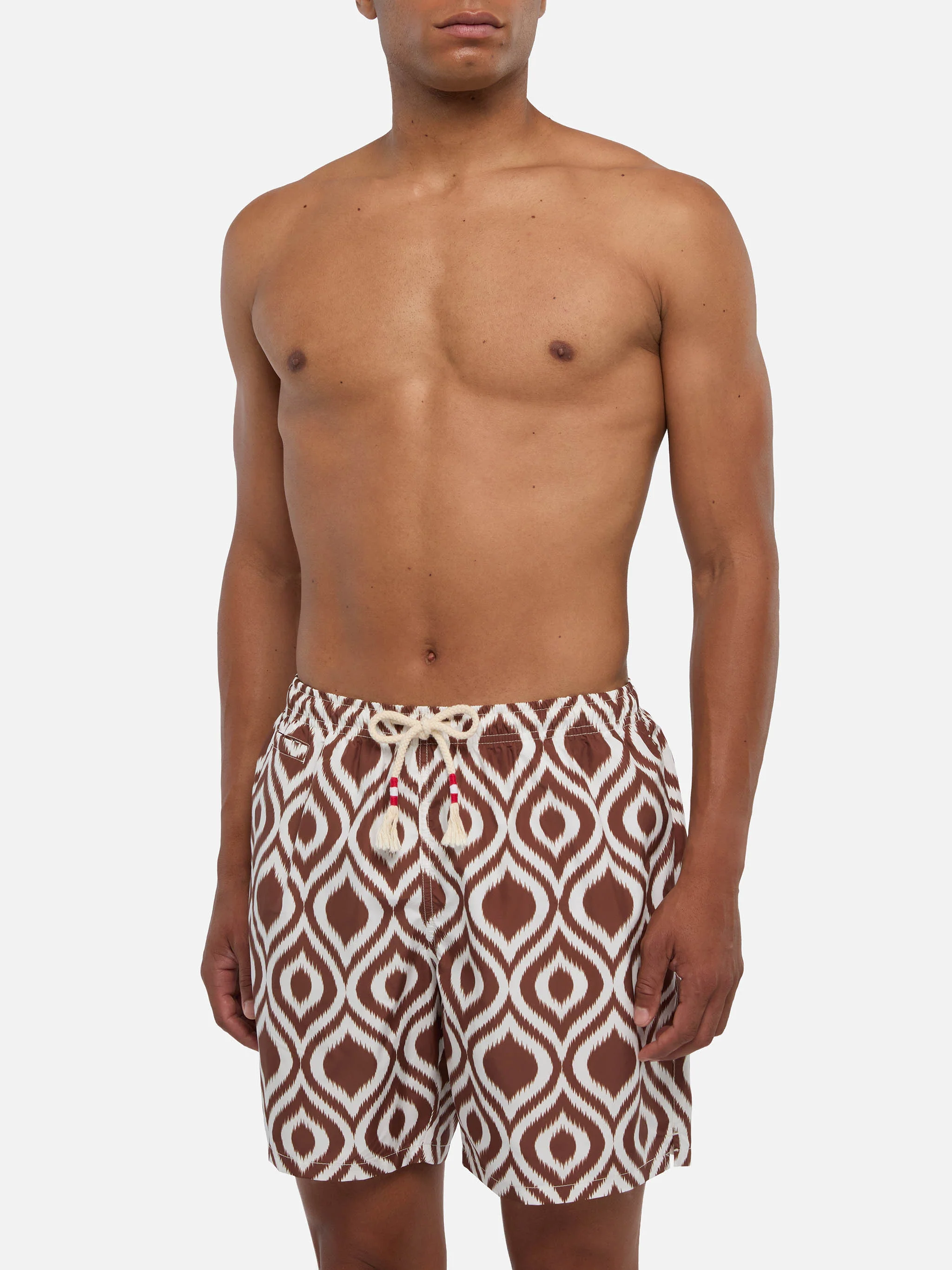 Brown and white pattern Caprese swim shorts - Image 3