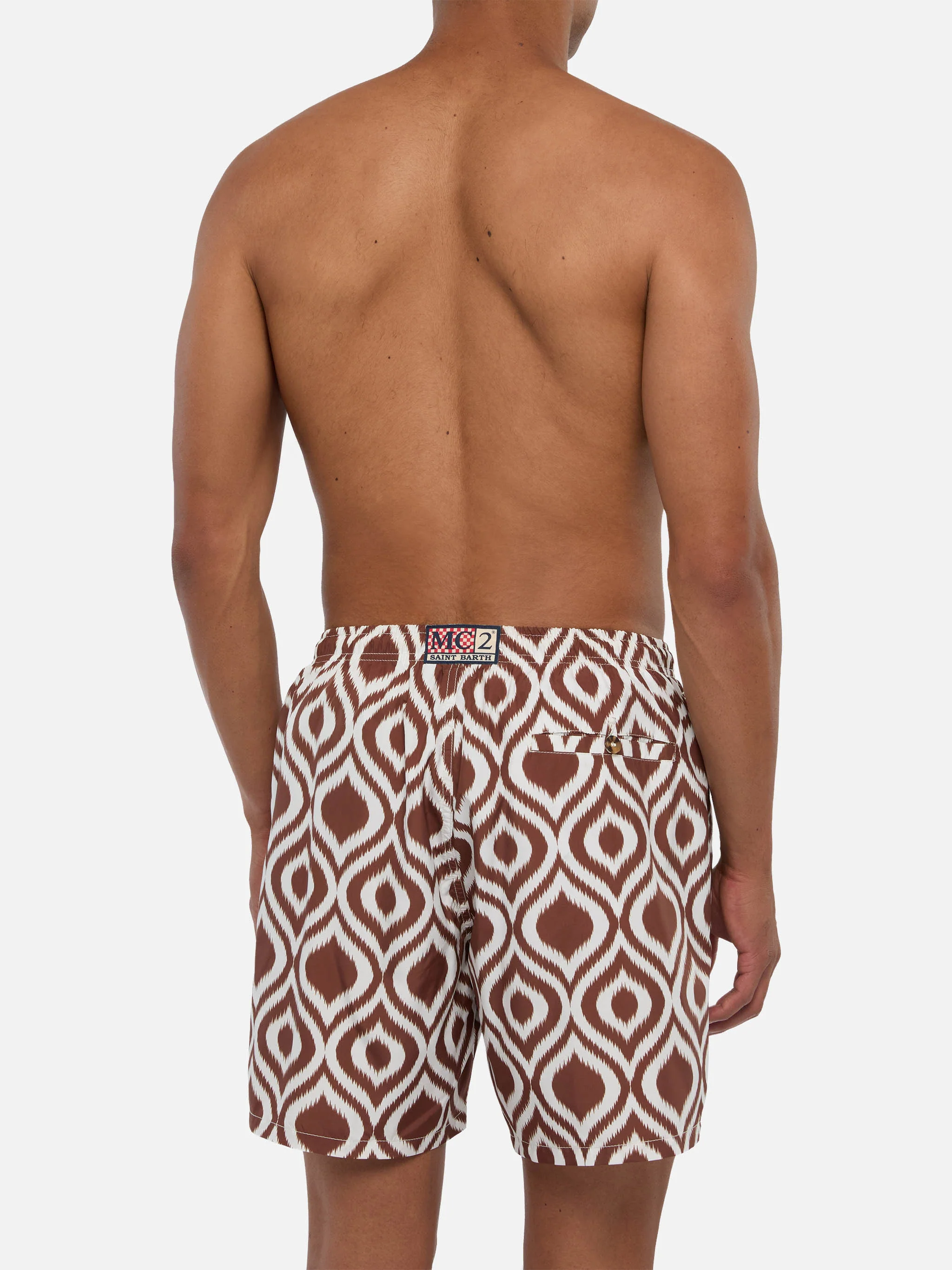 Brown and white pattern Caprese swim shorts - Image 5