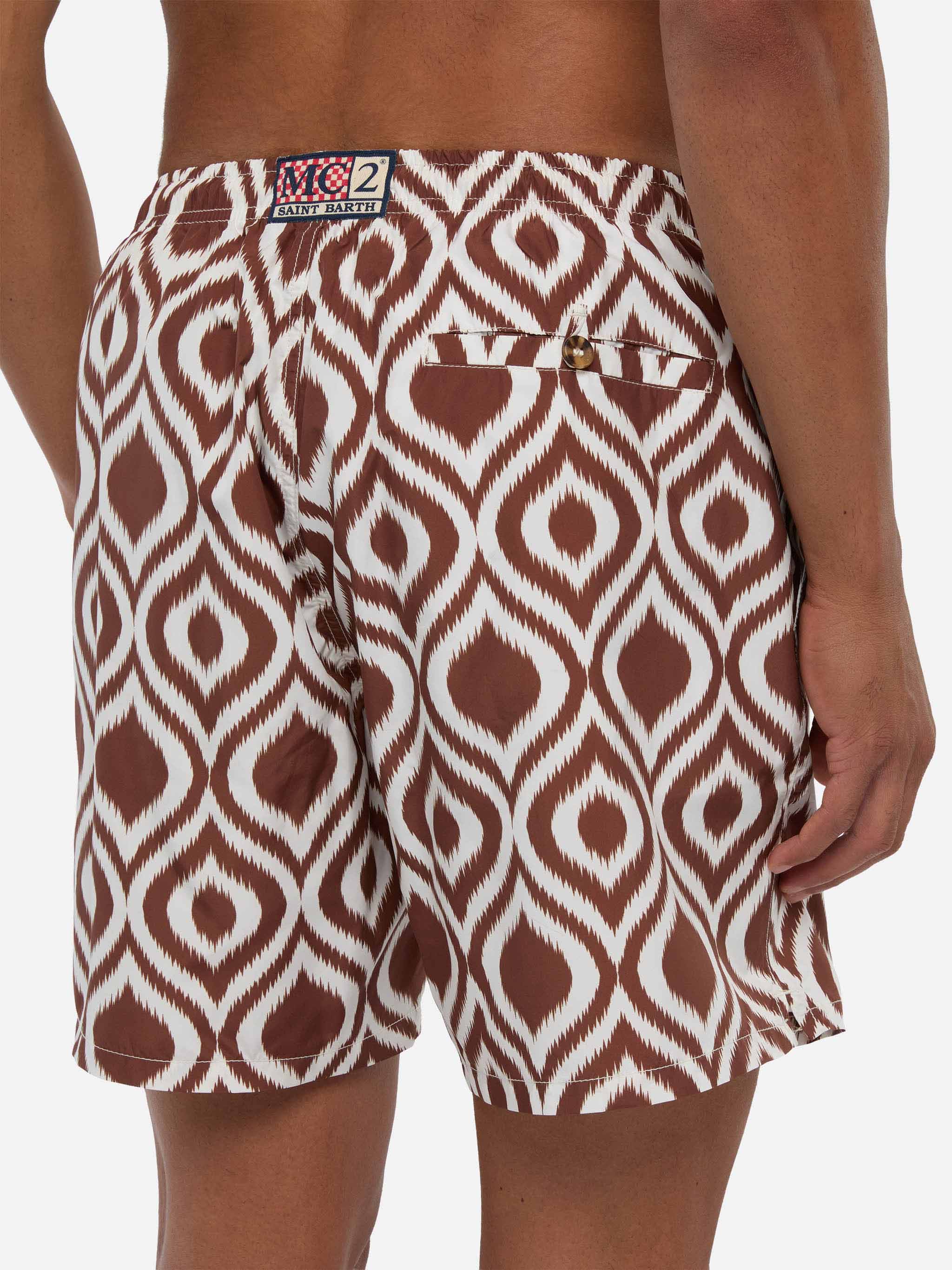 Brown and white pattern Caprese swim shorts - Image 6