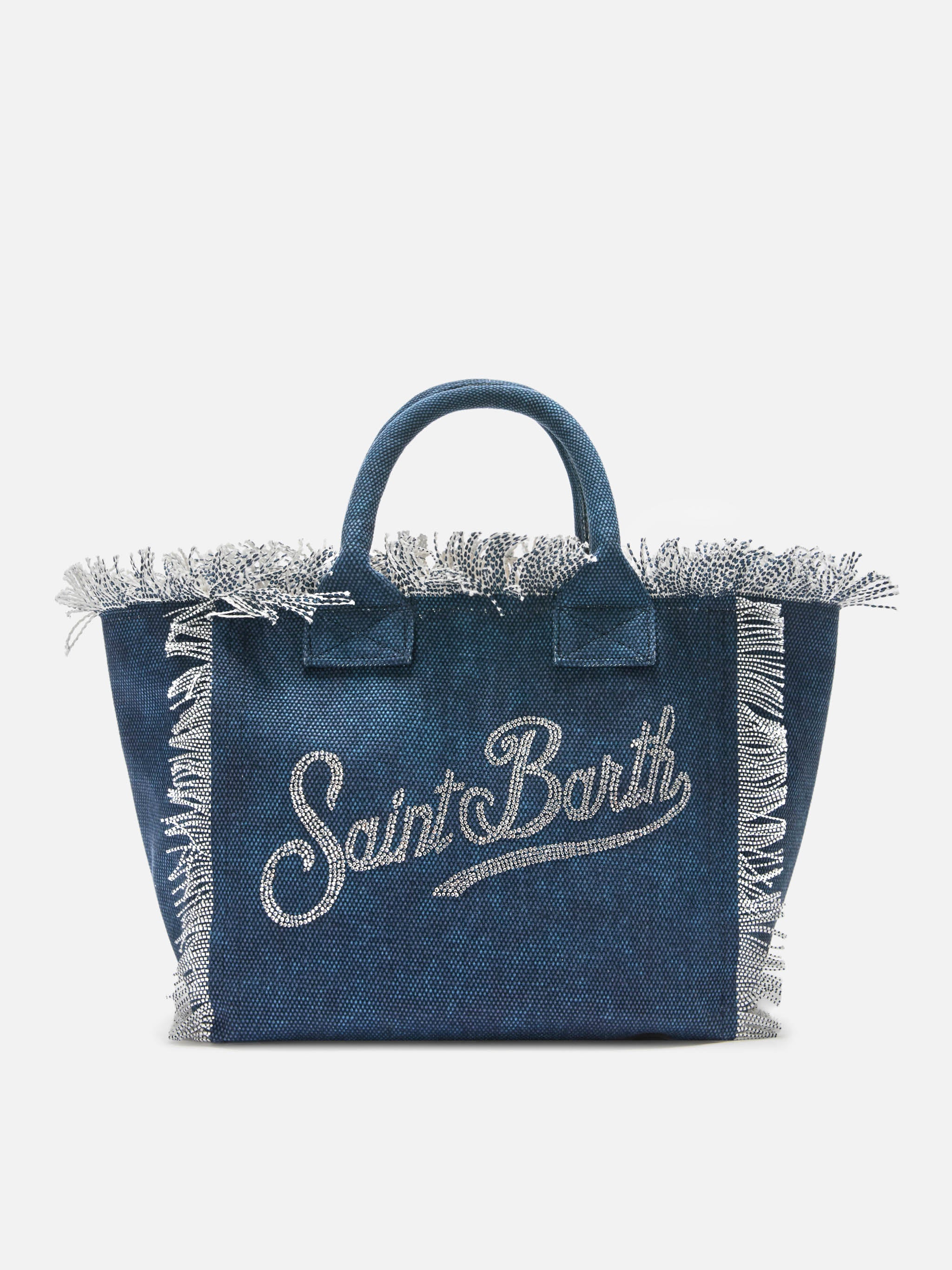 Indigo blue Colette canvas bag with rhinestone logo - Image 5