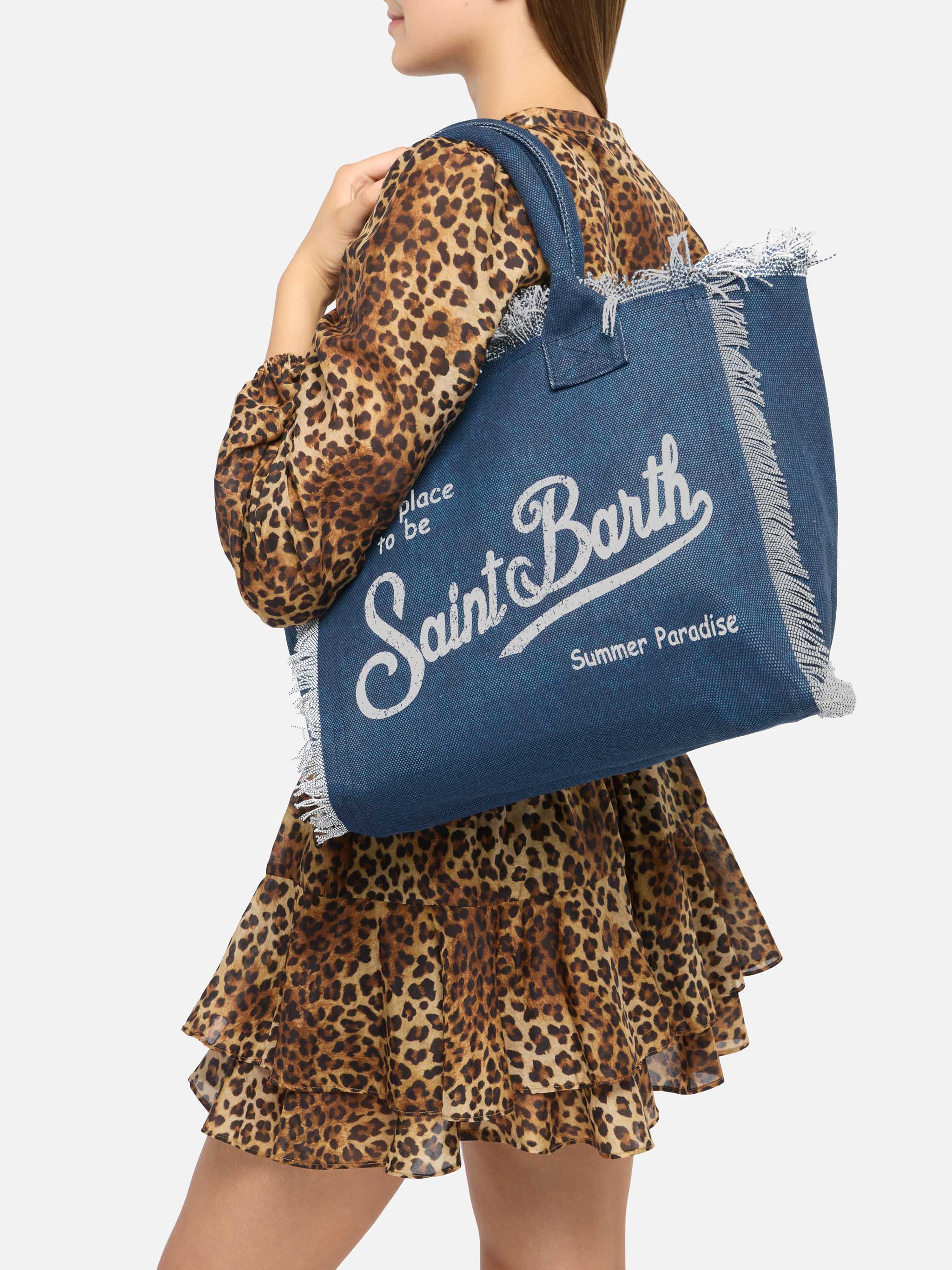 Indigo cotton canvas Vanity tote bag - Image 2
