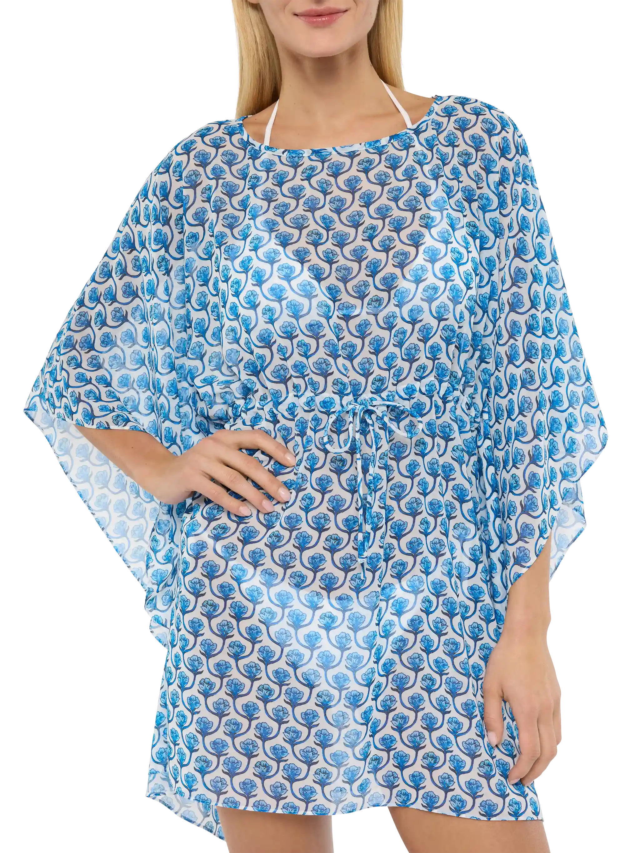 Iria cotton silk kaftan with floral print - Image 3