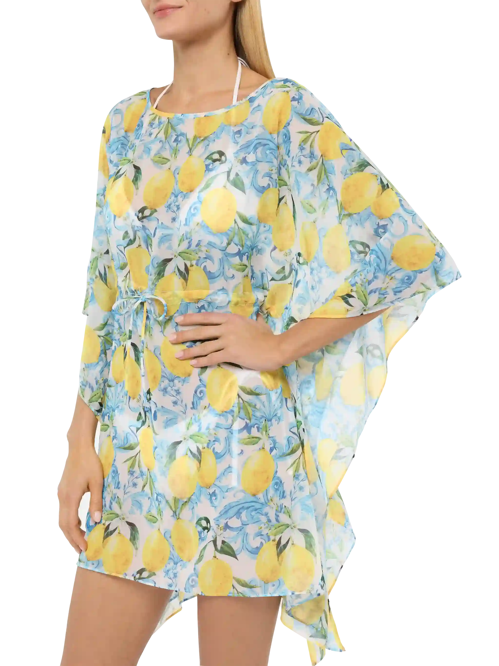 Iria cotton silk kaftan with majolica print - Image 3