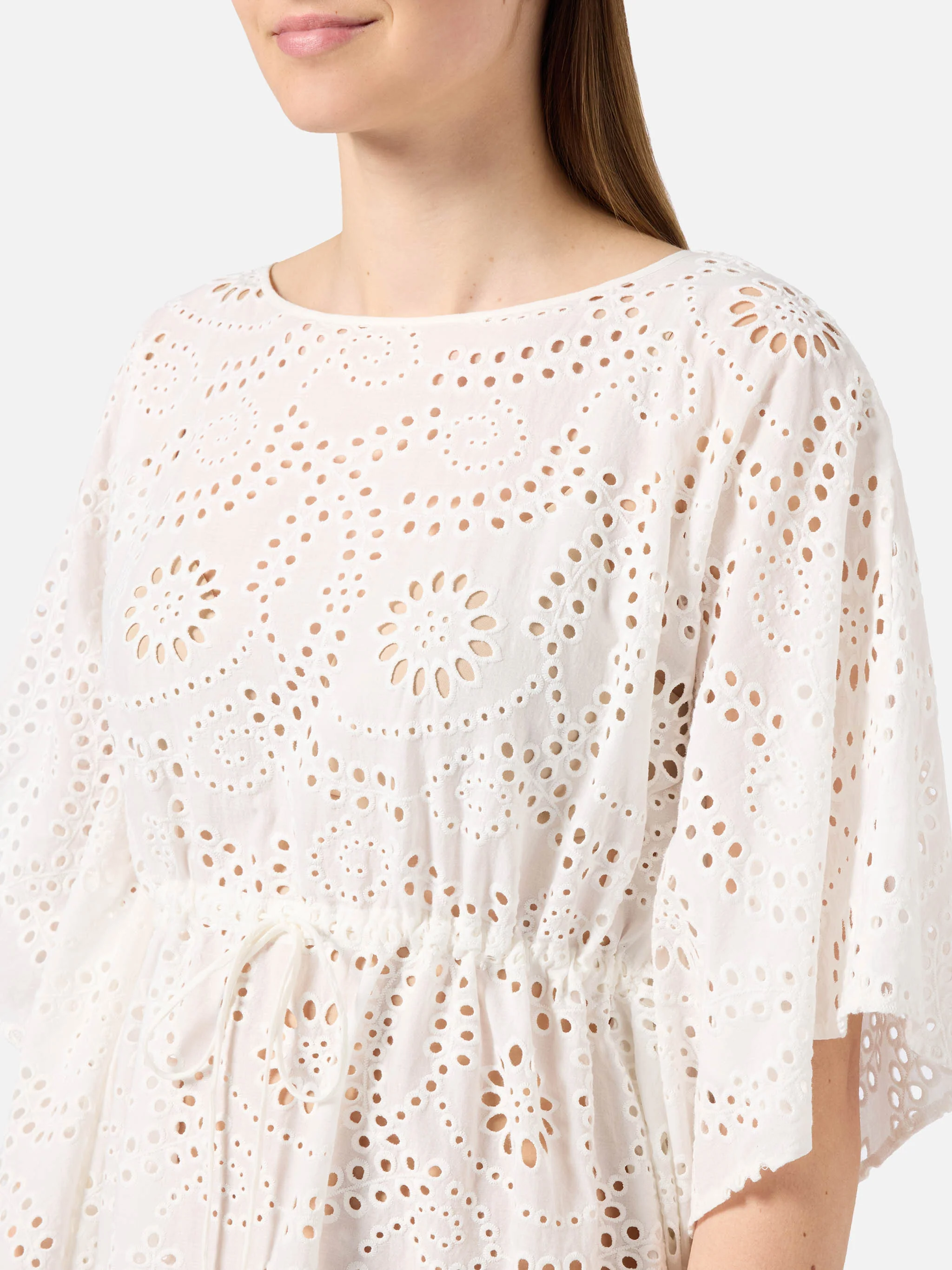 Iria short kaftan in white sangallo textile - Image 2