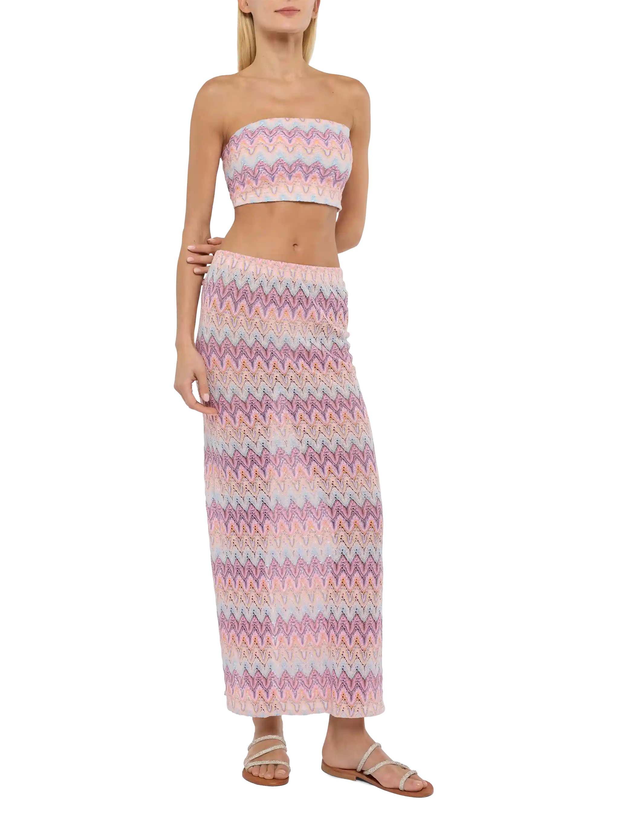 Jaclyn strapless bandeau top with chevron pattern - Image 5