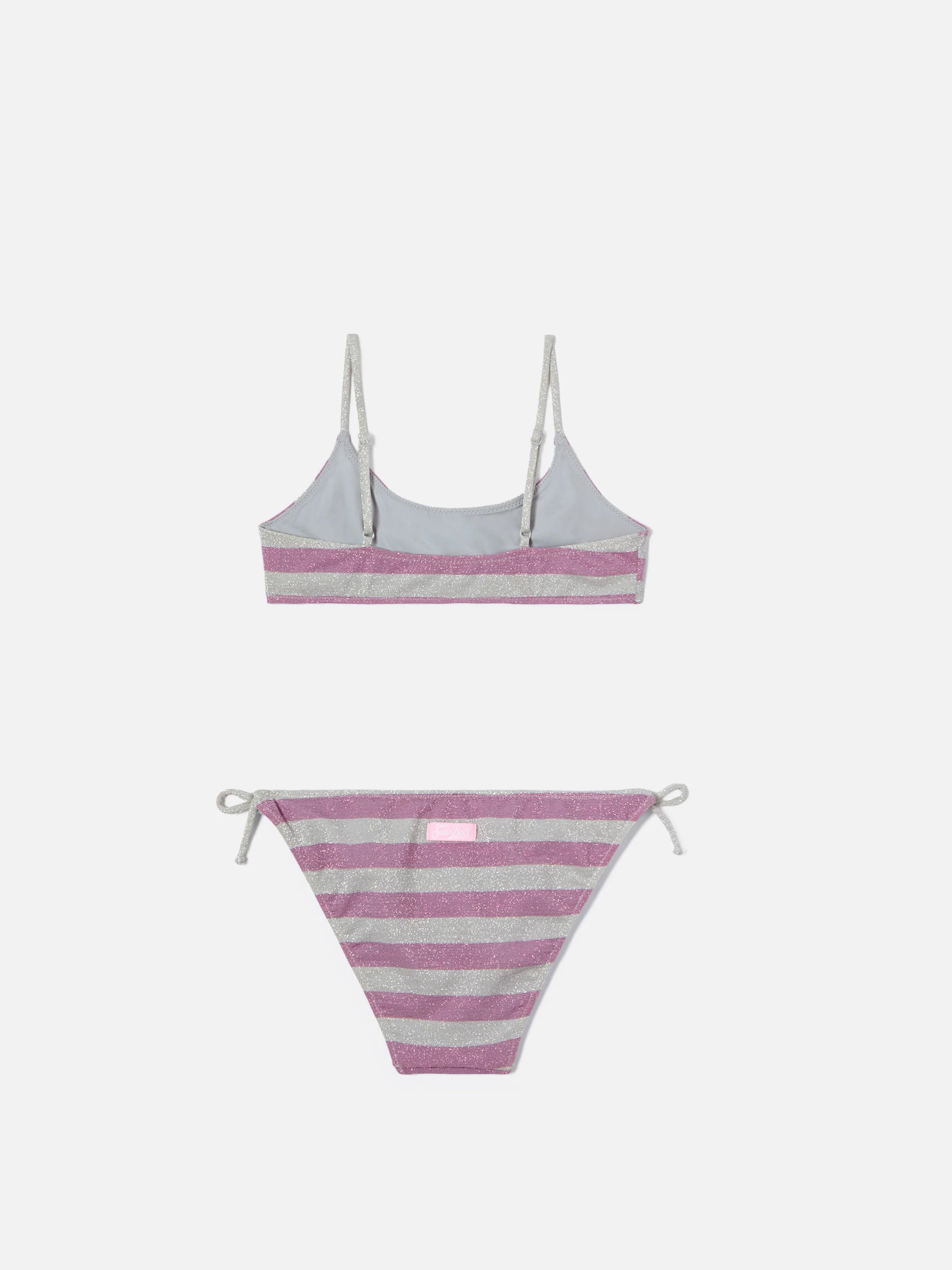 Jaiden pink and silver striped lurex bikini - Image 2