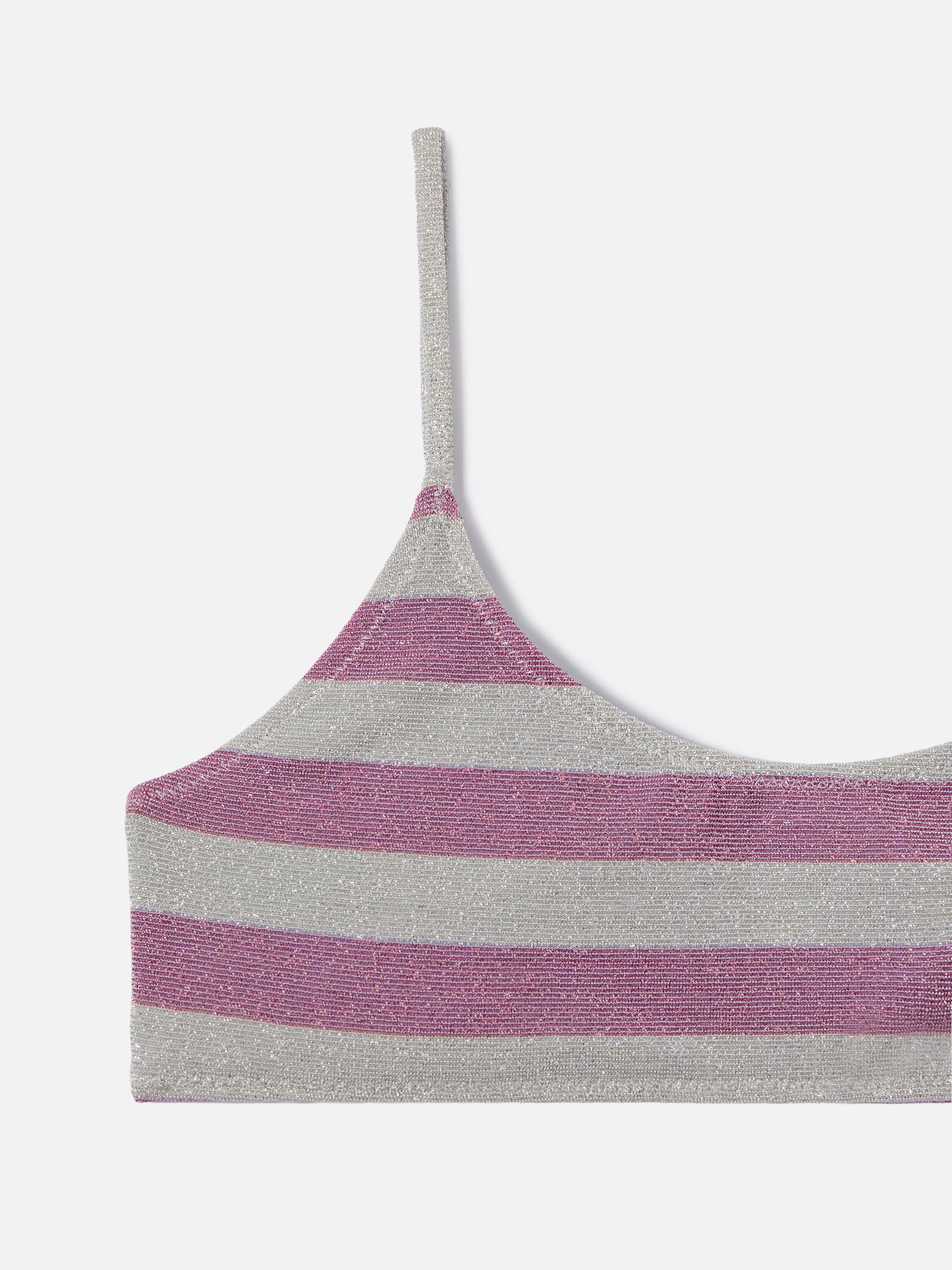Jaiden pink and silver striped lurex bikini - Image 3