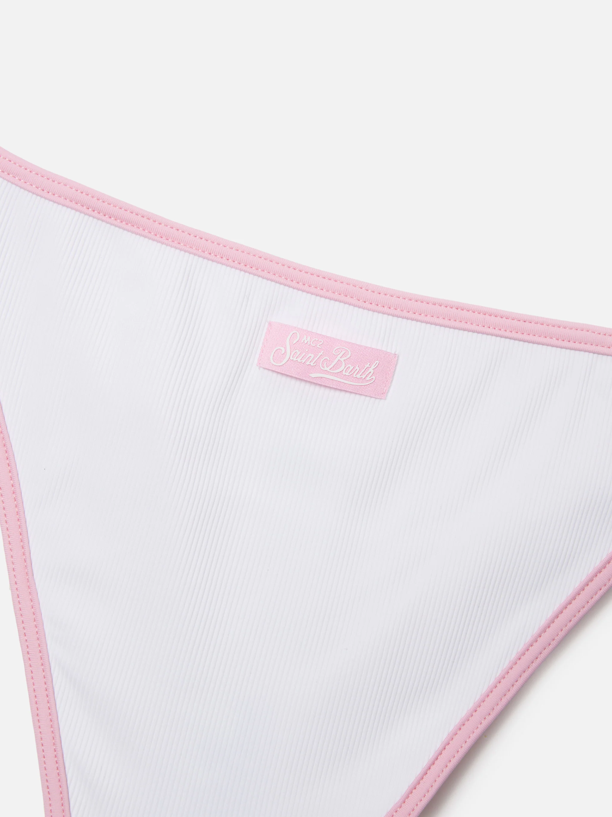 Jaiden String white bikini with animal print terry effect patch - Image 3