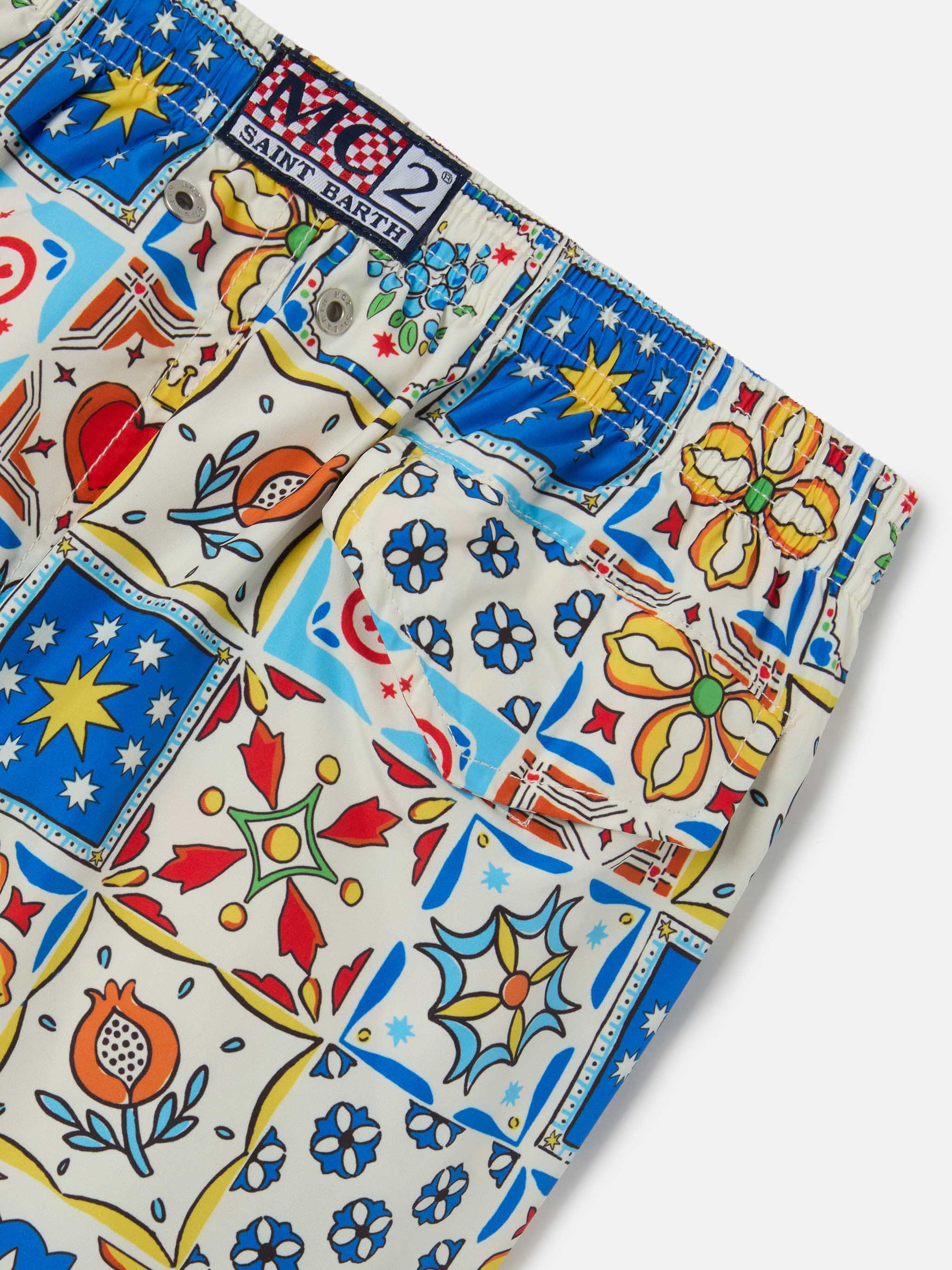 Jean Lighting 70 swim shorts with Maiolica all-over print - Image 3