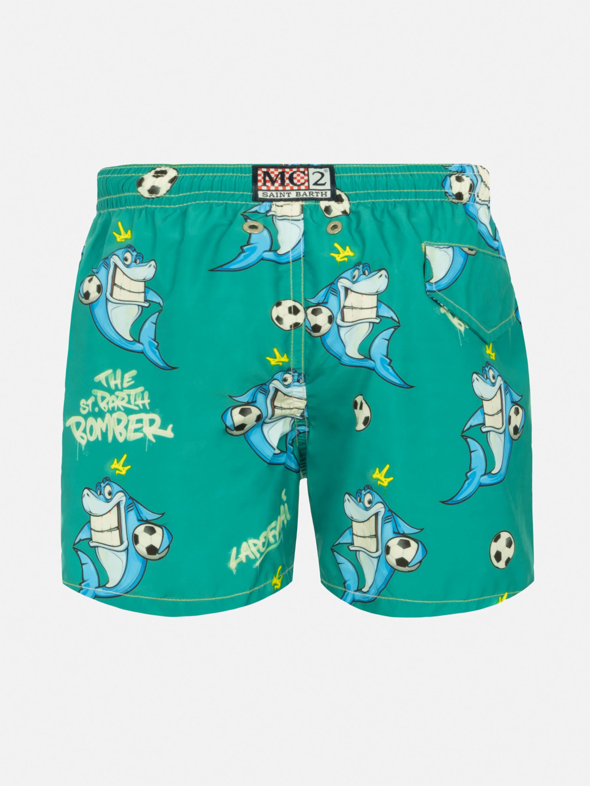 Jean Lighting lightweight fabric swim shorts with Cryptopuppets shark print | CRYPTOPUPPETS SPECIAL EDITION - Image 2