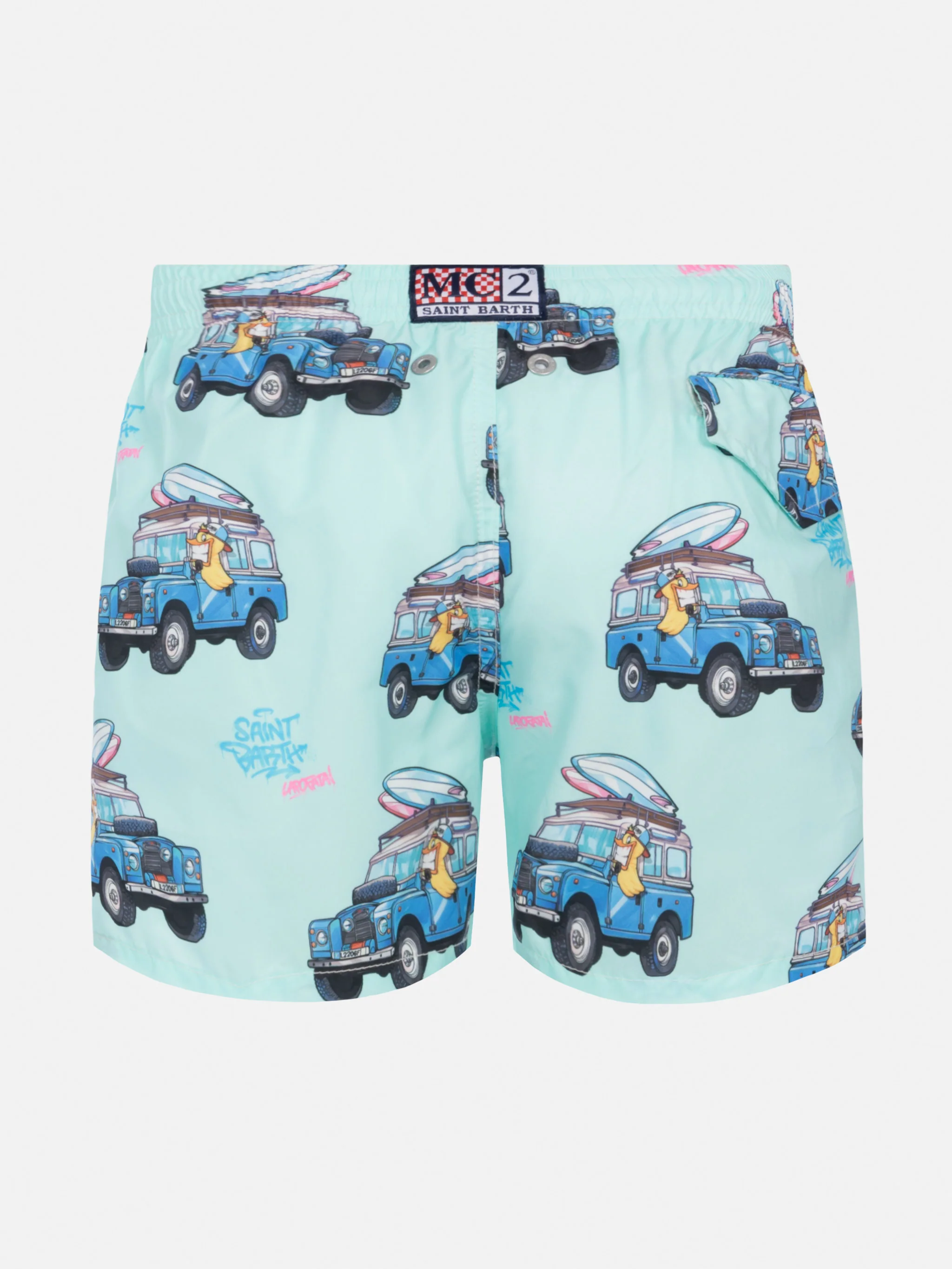 Jean Lighting lightweight fabric swim shorts with Cryptopuppets surfer print | CRYPTOPUPPETS SPECIAL EDITION - Image 2