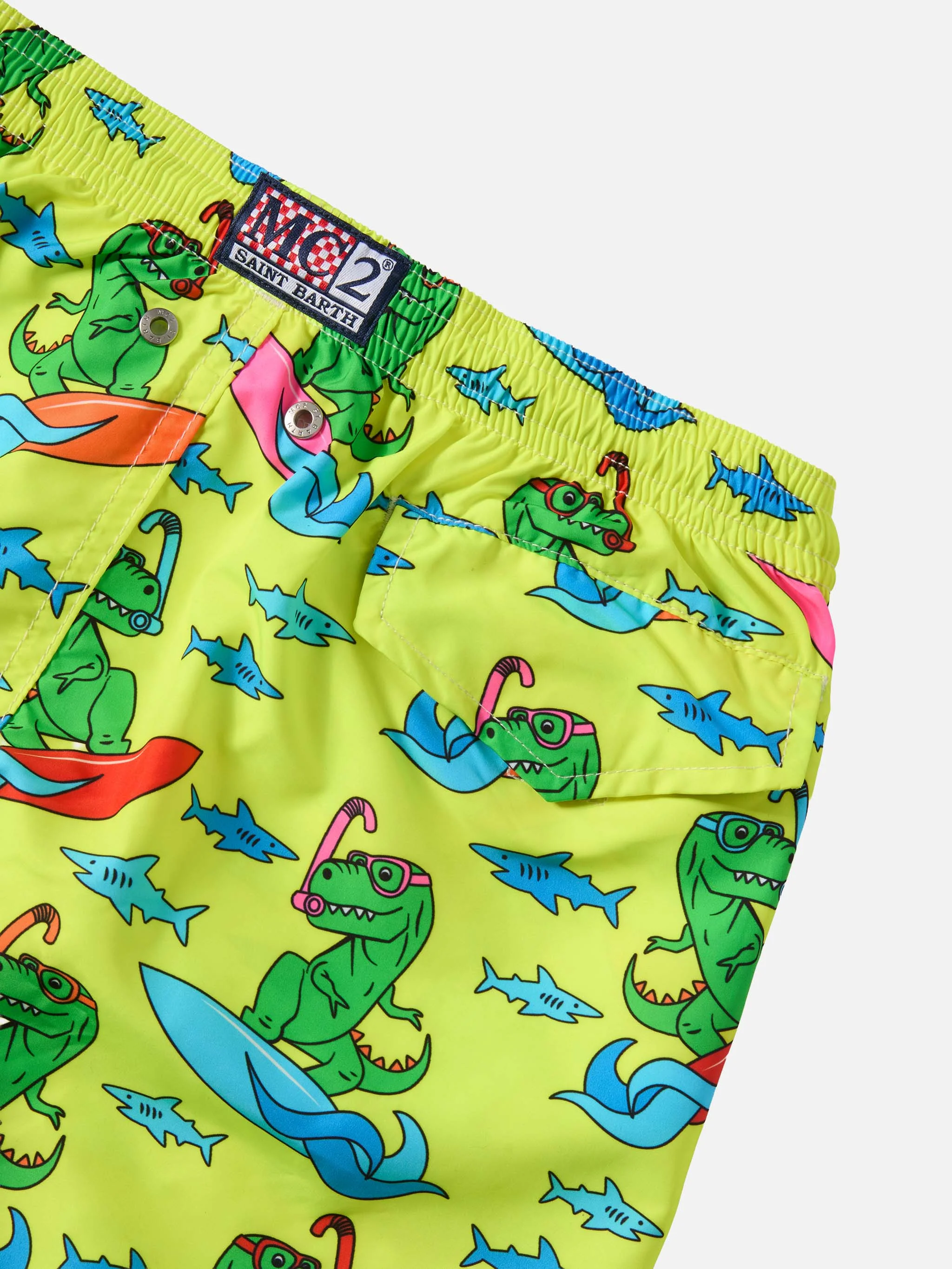 Jean Lighting lightweight fabric swim shorts with dino print - Image 3