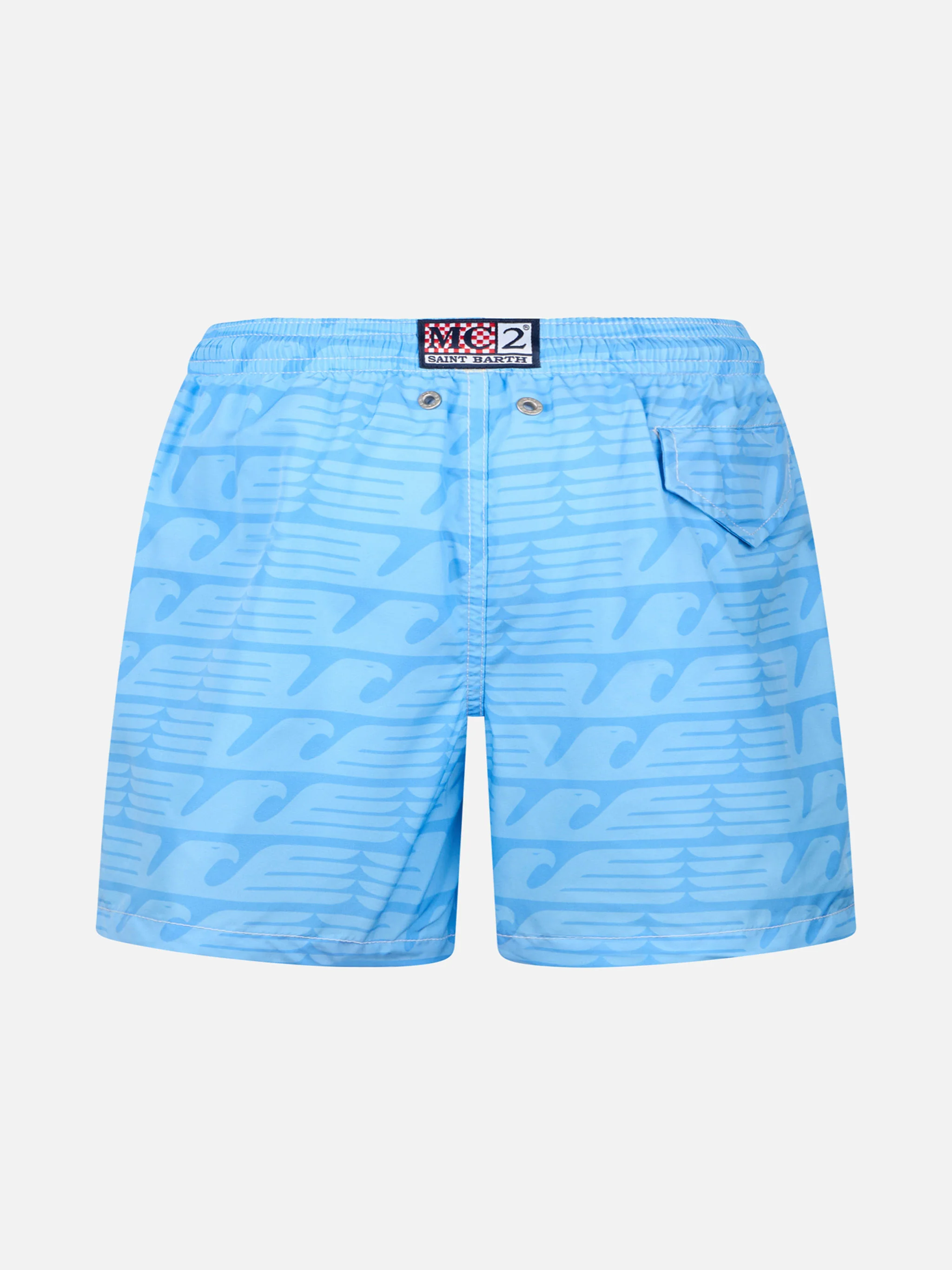 Jean Lighting lightweight fabric swim shorts with Lazio logo print and Di Padre in Figlio embroidery|SS LAZIO SPECIAL EDITION - Image 2