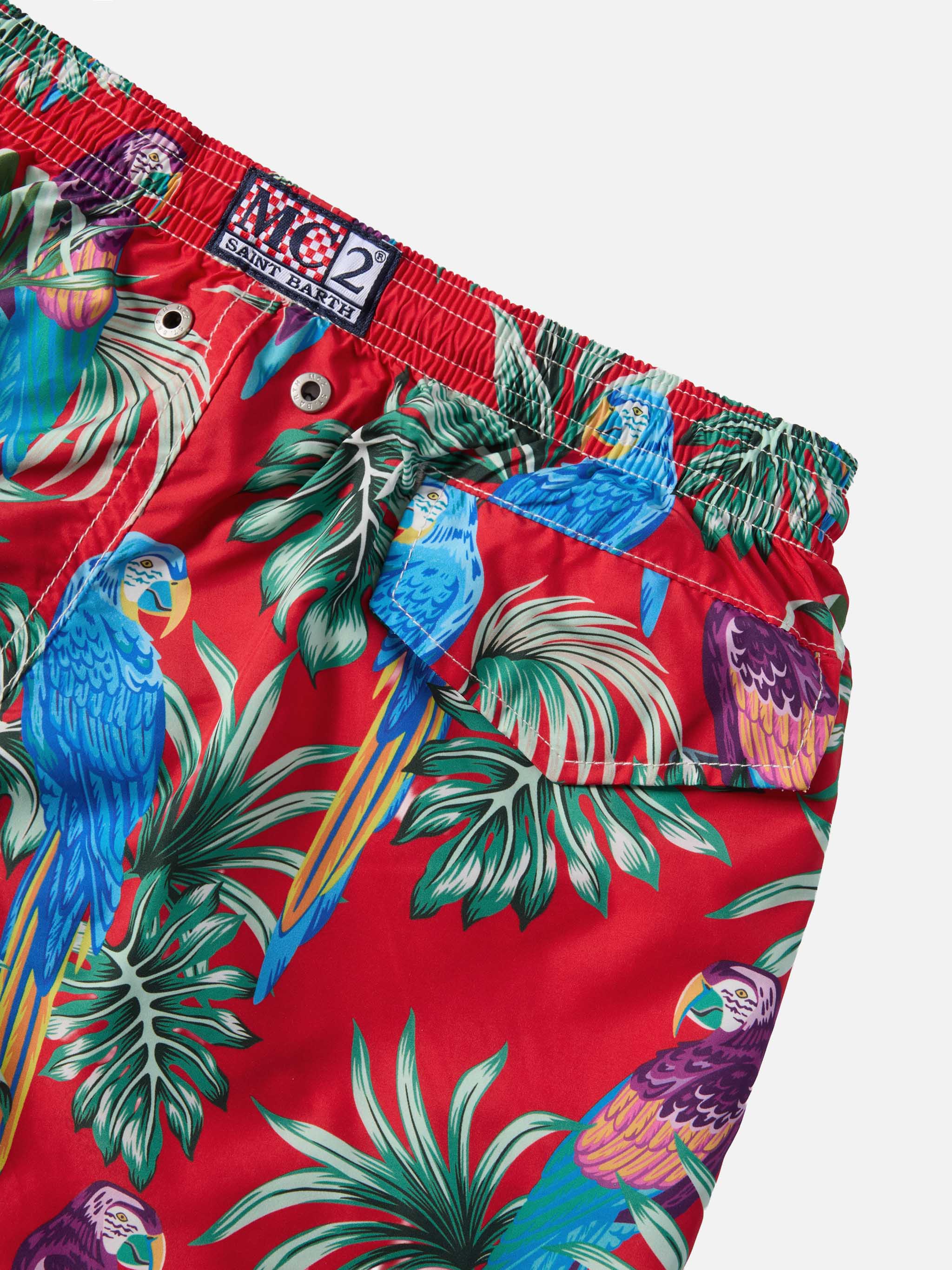 Jean Lighting lightweight fabric swim shorts with parrot print - Image 3