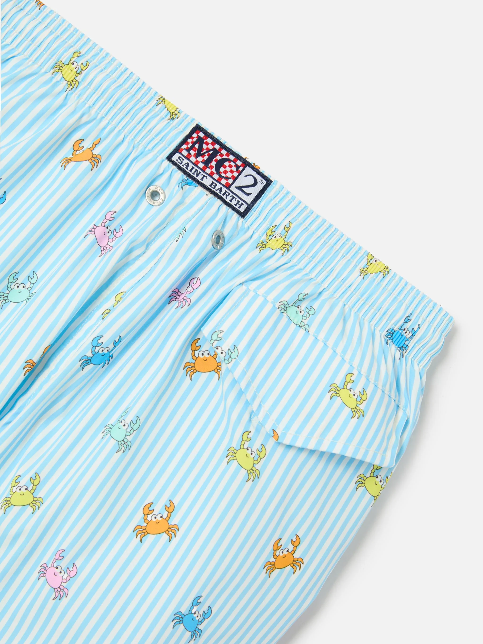 Jean Lighting Stretch swim shorts striped with all-over crabs print - Image 3