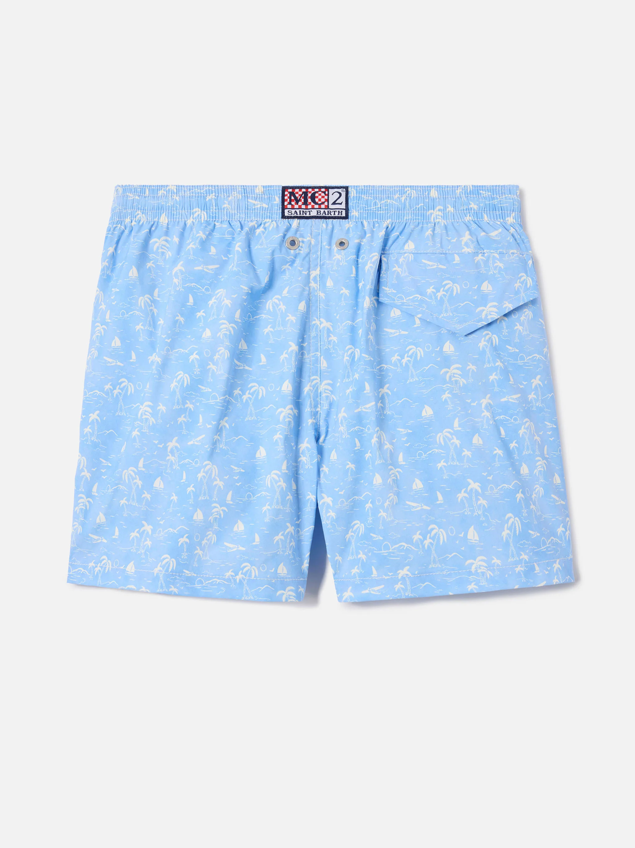 Jean Lighting Stretch swim shorts with all-over Wave Toile de jouy print - Image 2