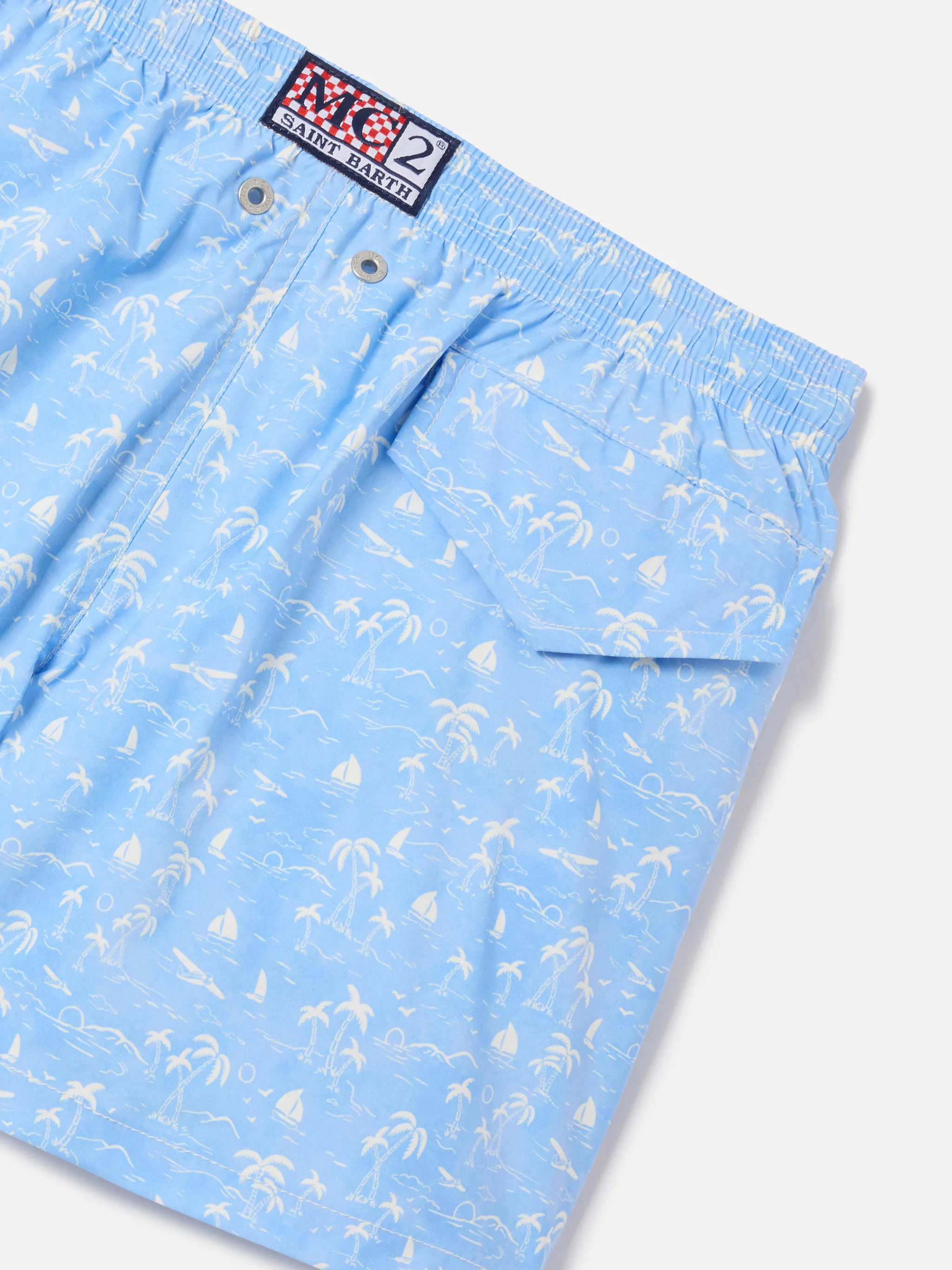 Jean Lighting Stretch swim shorts with all-over Wave Toile de jouy print - Image 3