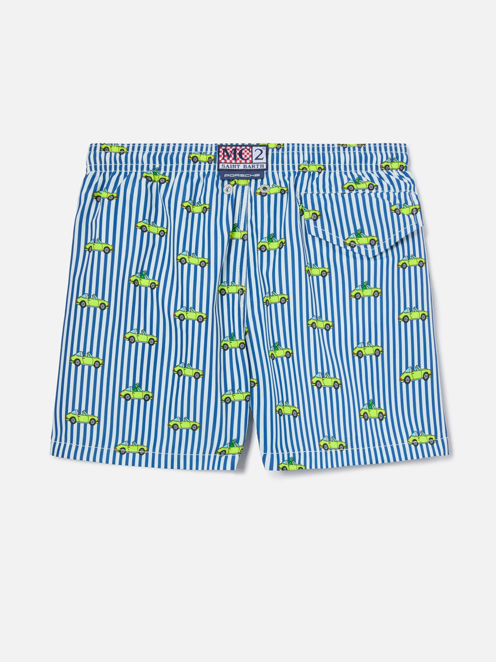 Jean Lighting swim shorts with Porsche print on stripes | Special Edition - Image 2