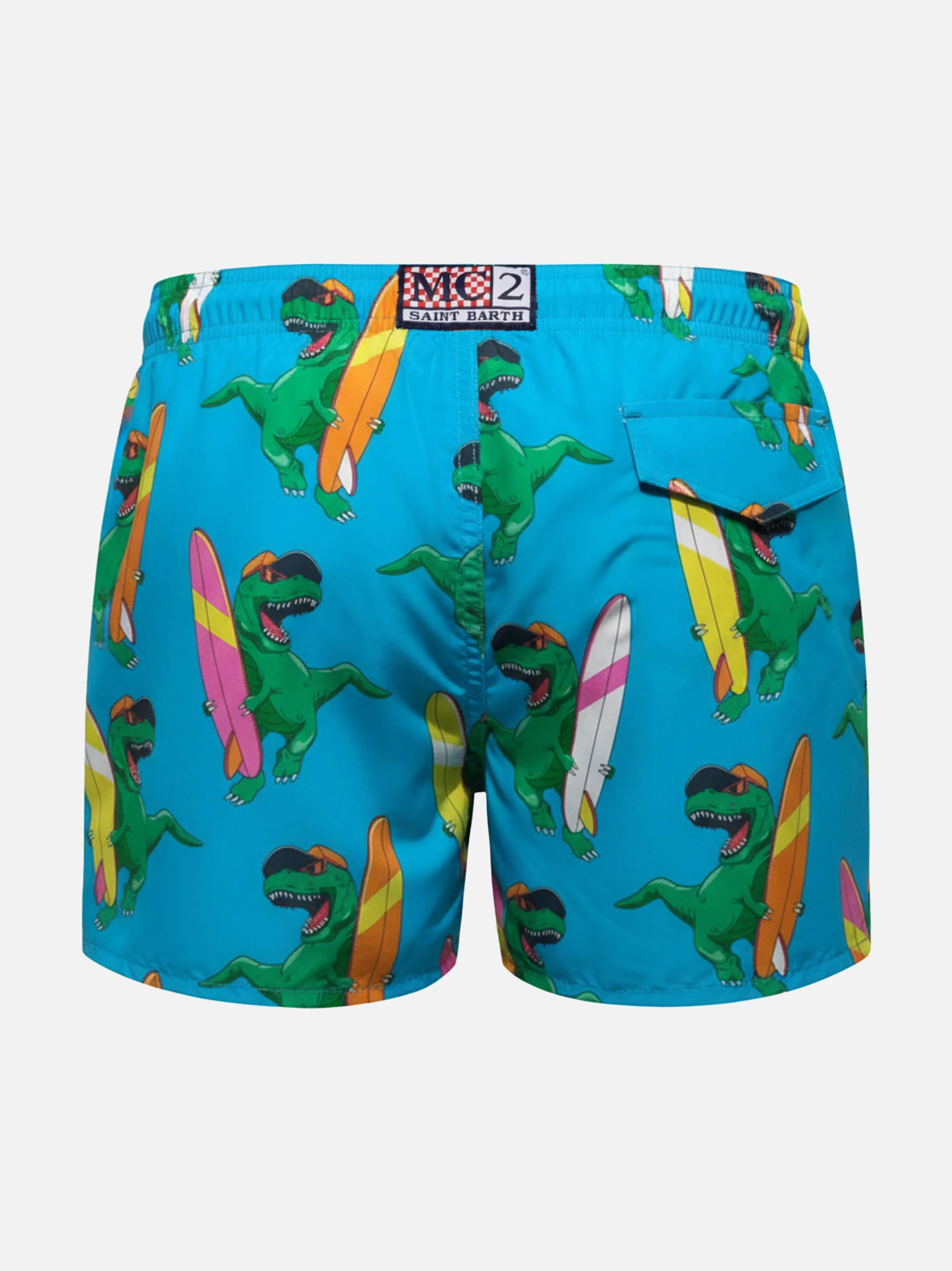 Jean mid-length swim shorts with dino print - Image 2