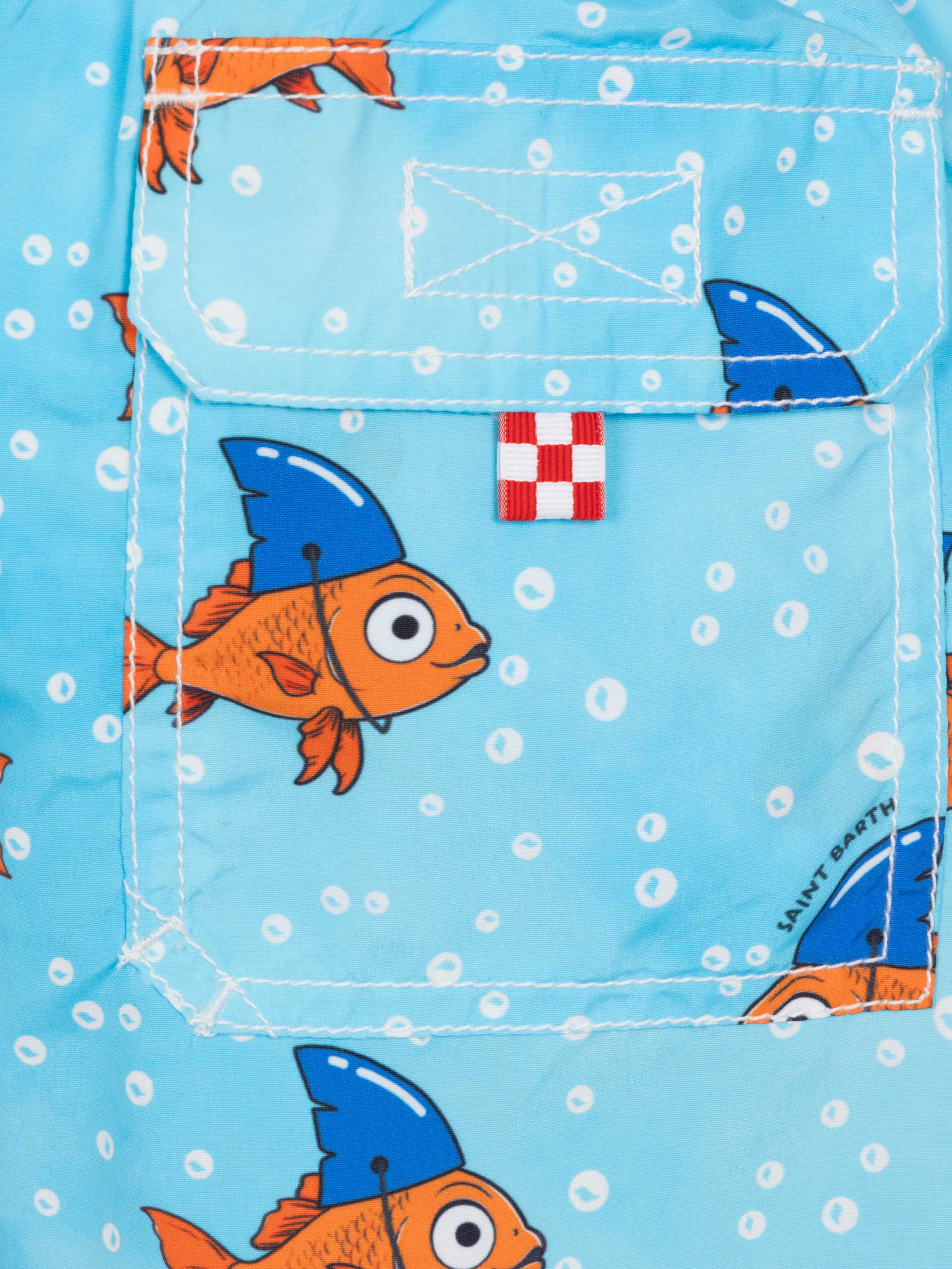 Jean mid-length swim shorts with fake shark print - Image 3