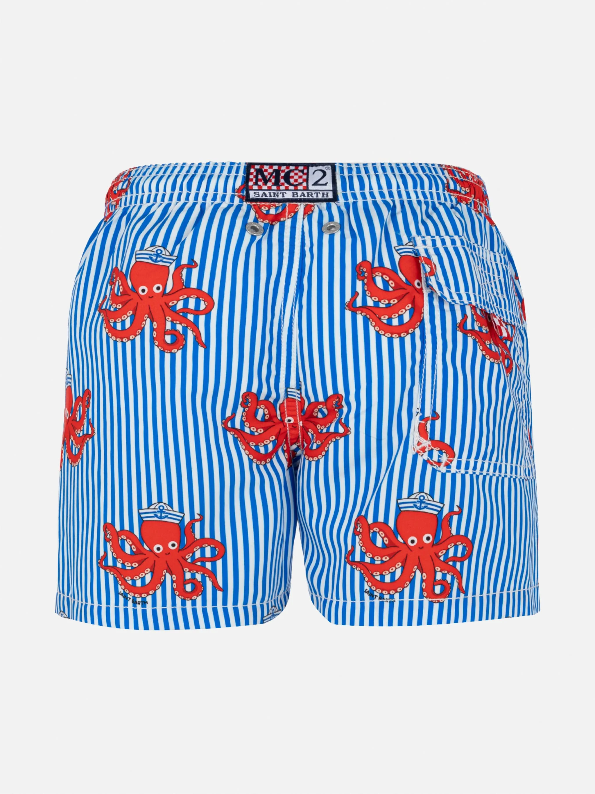 Jean mid-length swim shorts with striped print - Image 2
