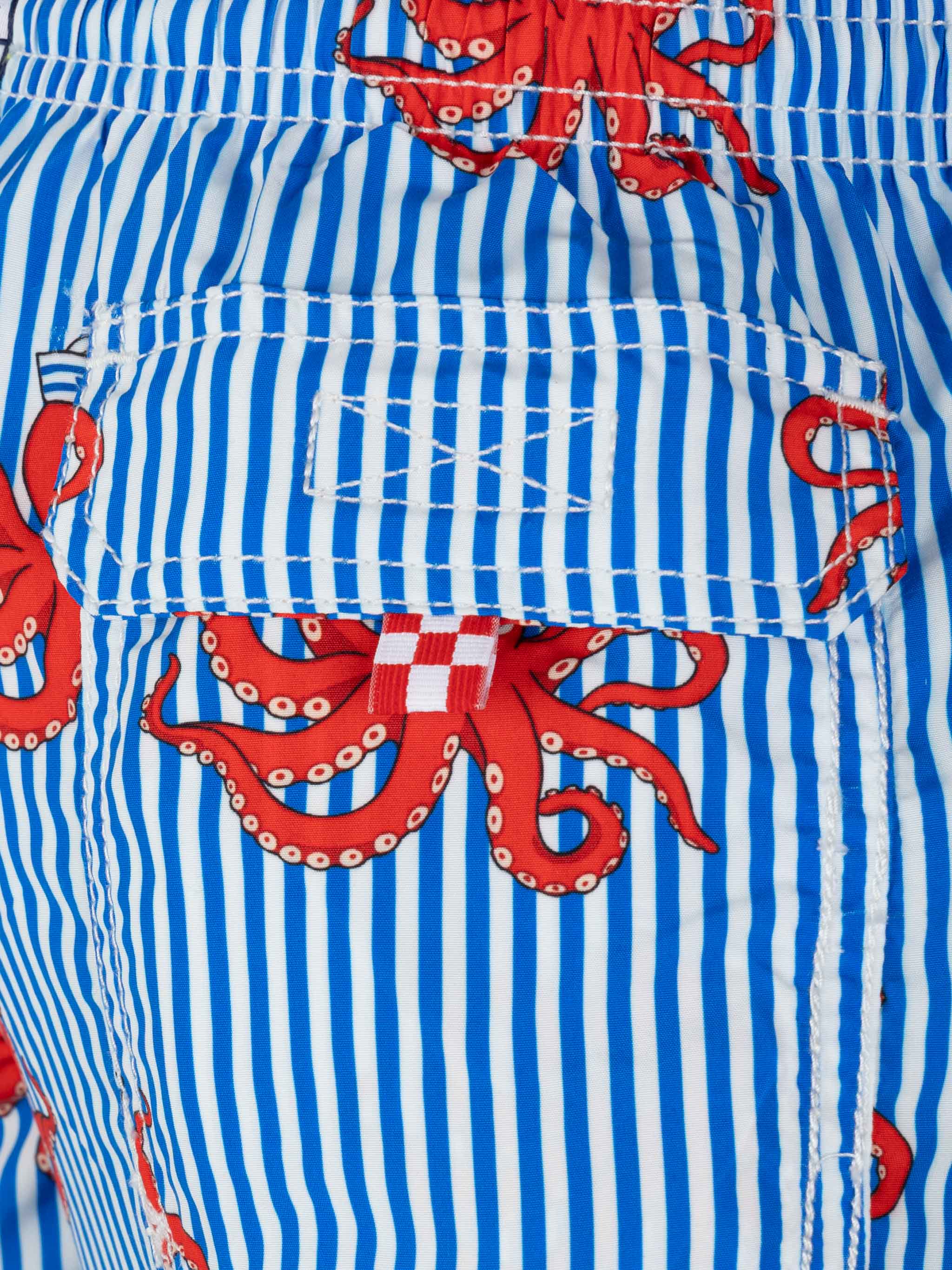 Jean mid-length swim shorts with striped print - Image 3
