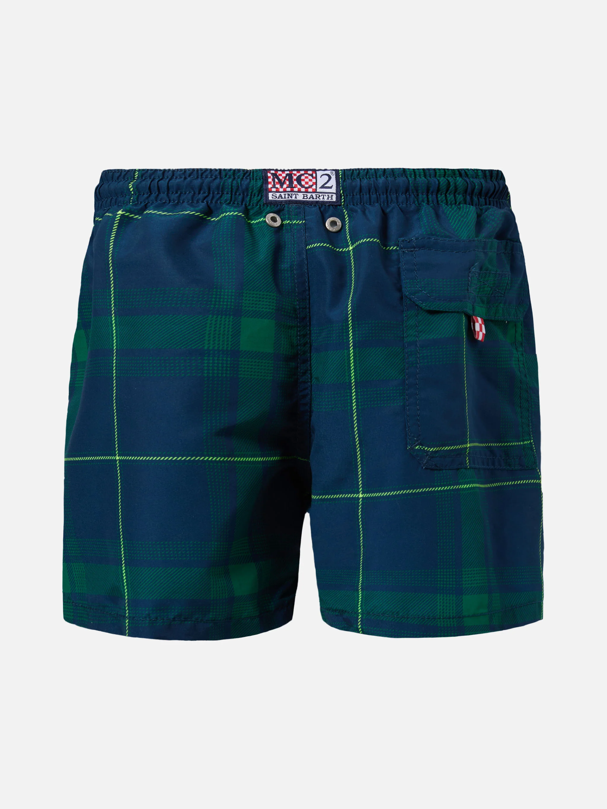 Jean mid-length swim shorts with tartan print - Image 2