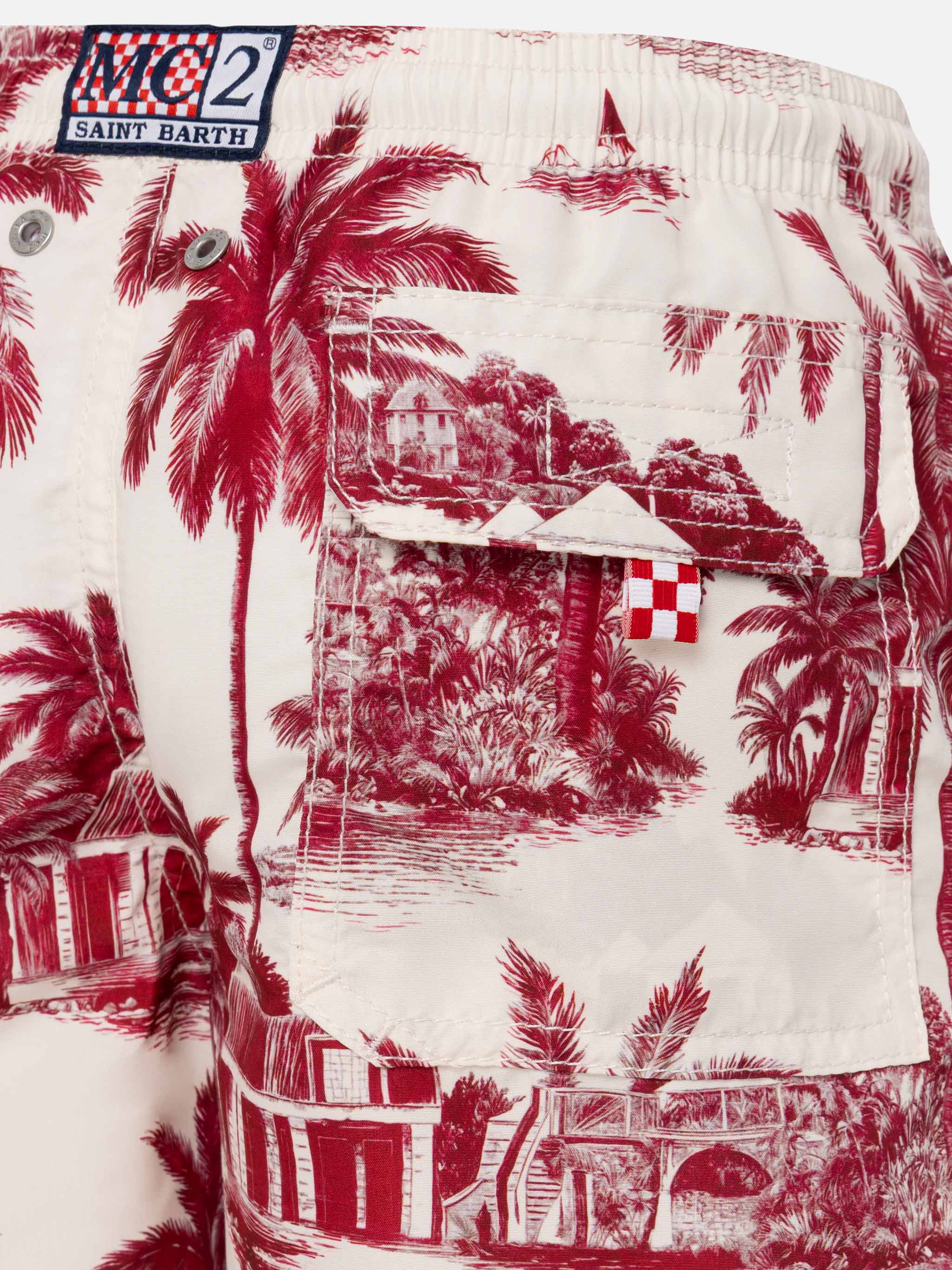 Jean mid-length swim shorts with toile de jouy print | AI CO-CREATED DESIGN BY RICKDICK - POWERED BY RED-EYE - Image 3