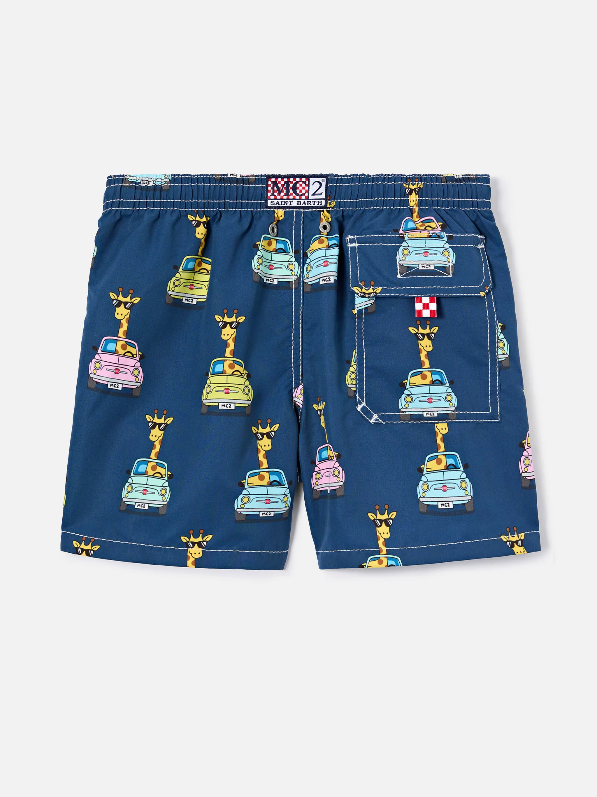 Jean swim shorts with all-over FIAT 500 print | Special Edition - Image 2