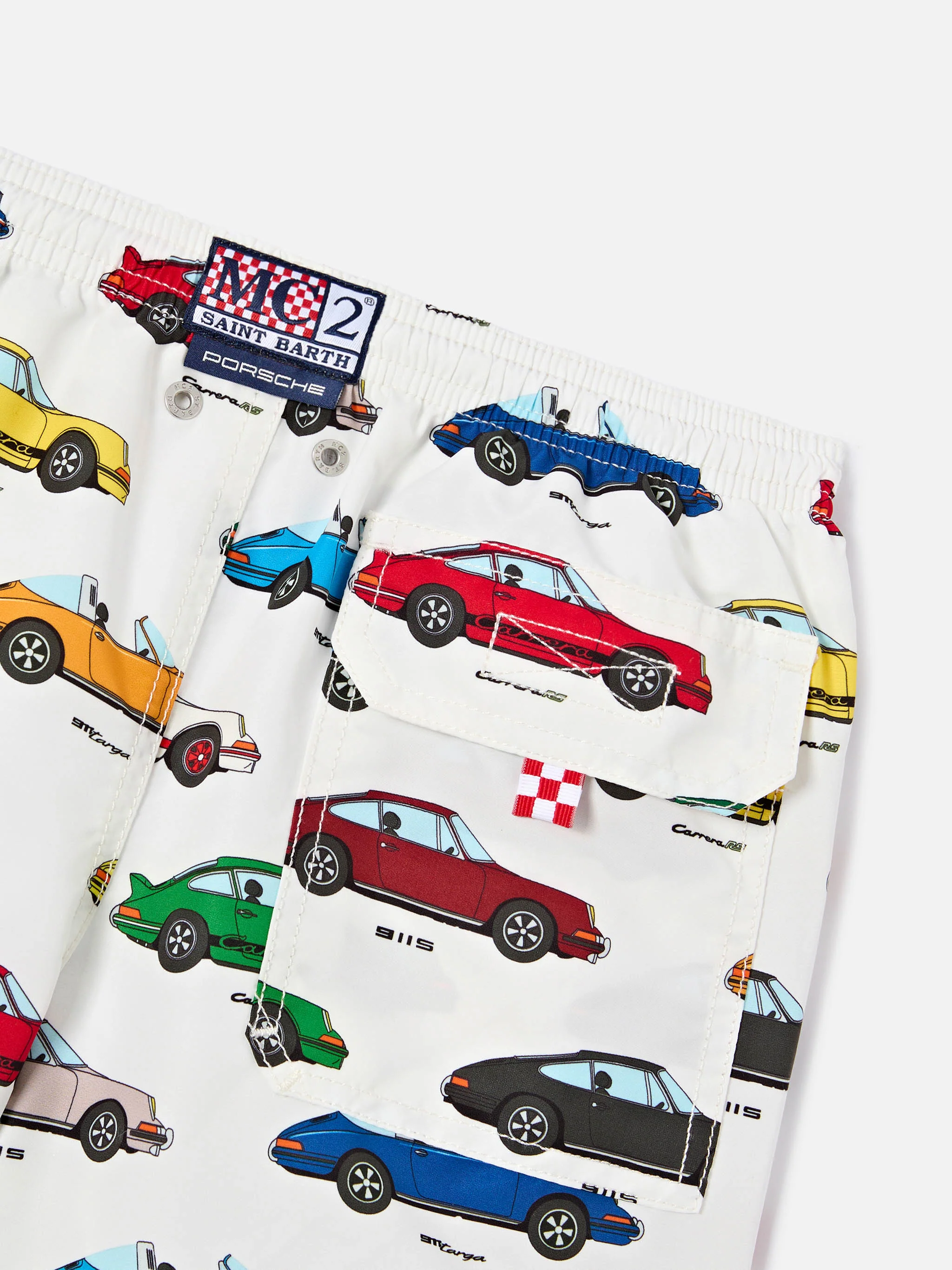 Jean swim shorts with all-over Porsche print | Special Edition - Image 3