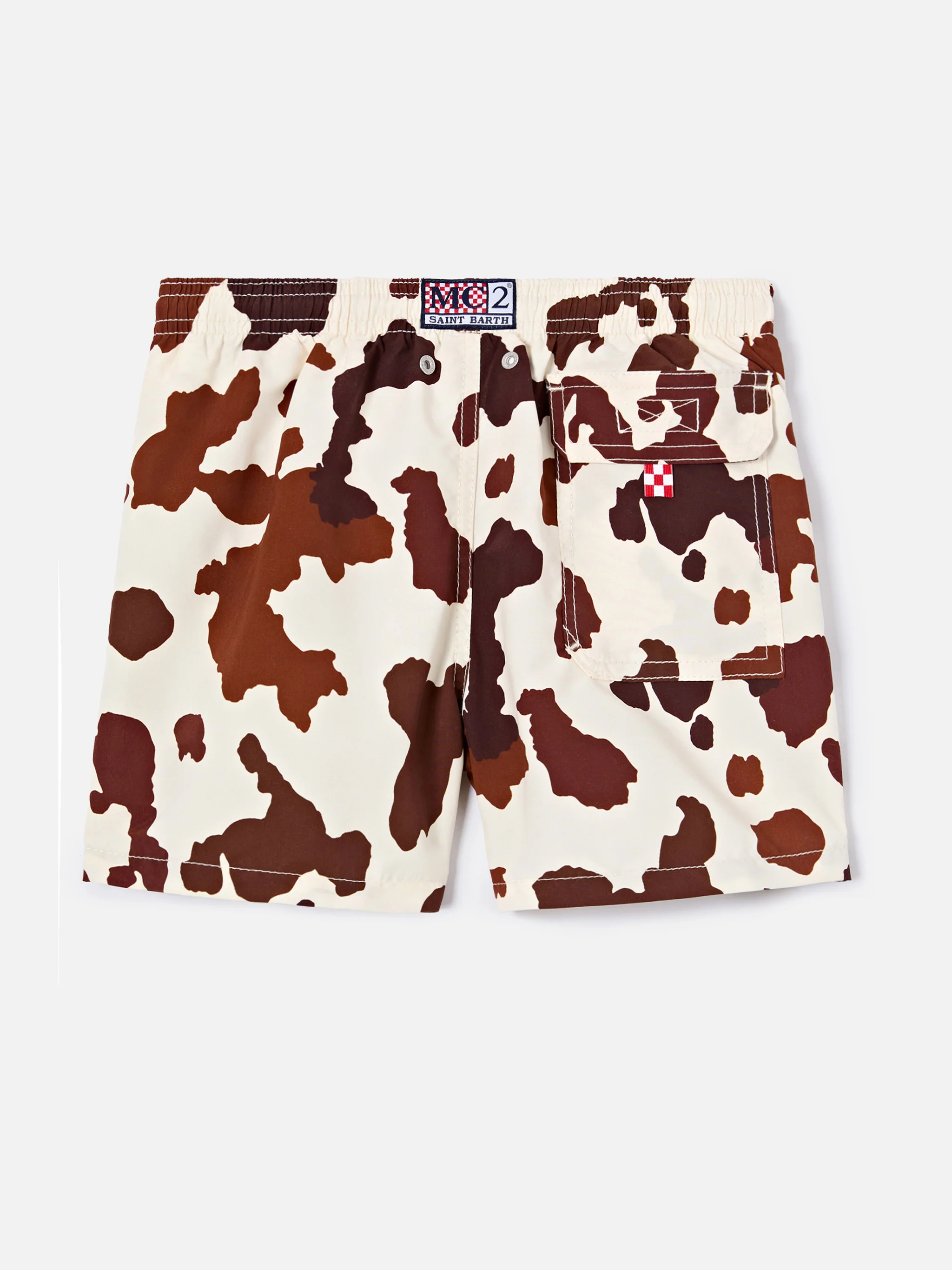 Jean swim shorts with cow animal print - Image 2