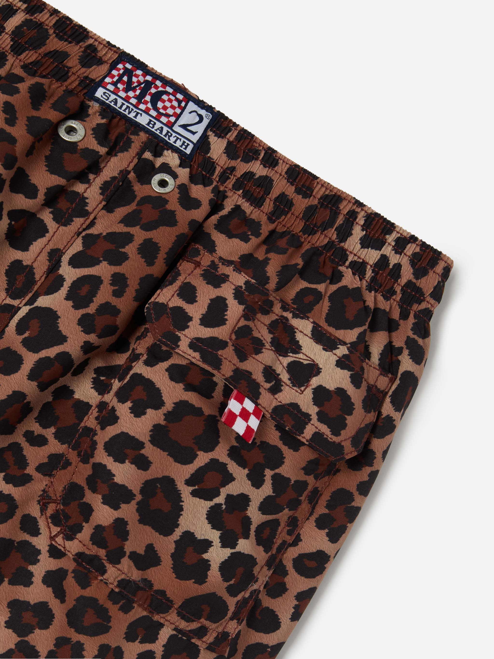 Jean swim shorts with Leopard Animalier print - Image 3