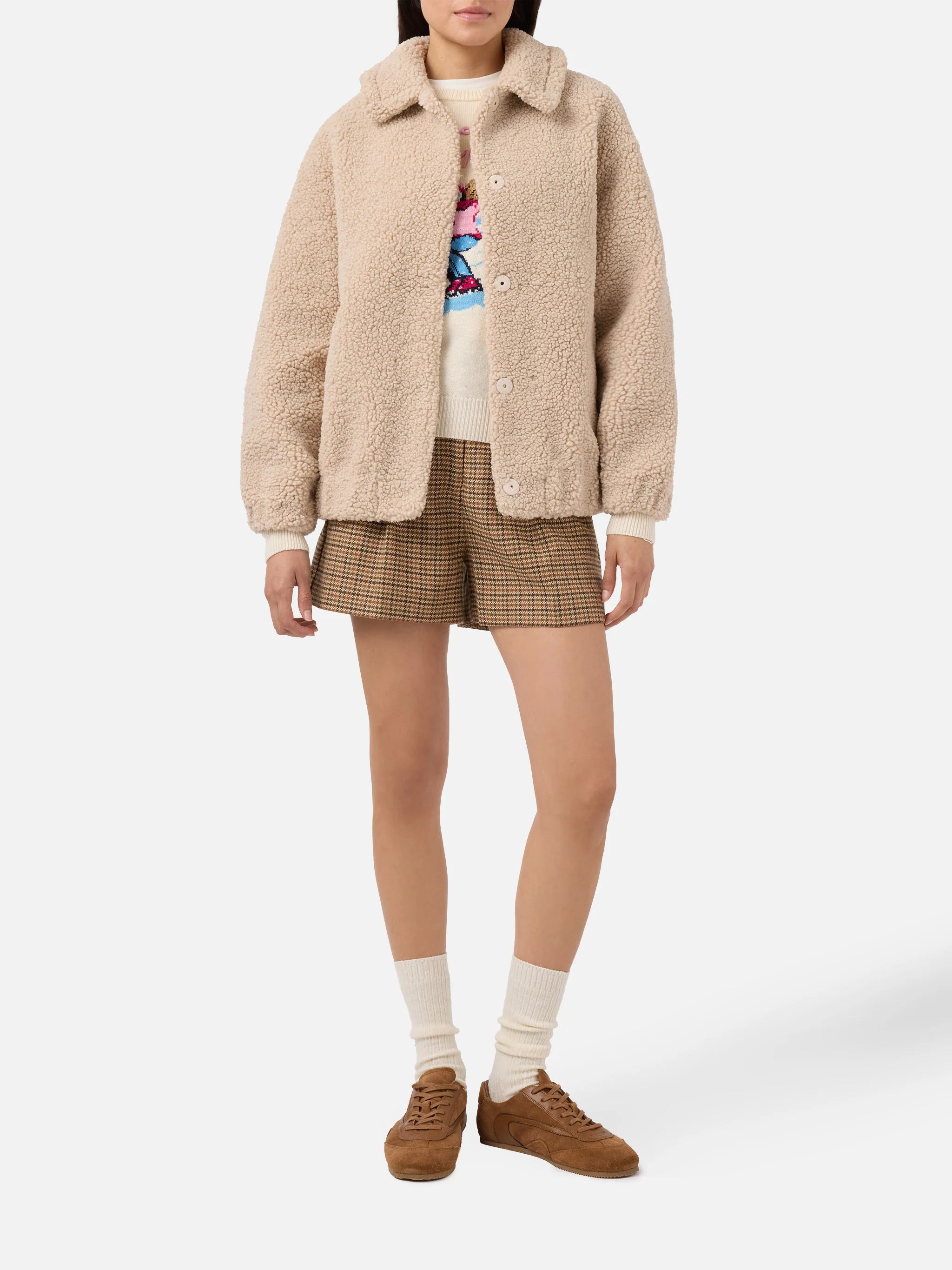 Jeanne teddy bomber with back patch - Image 2