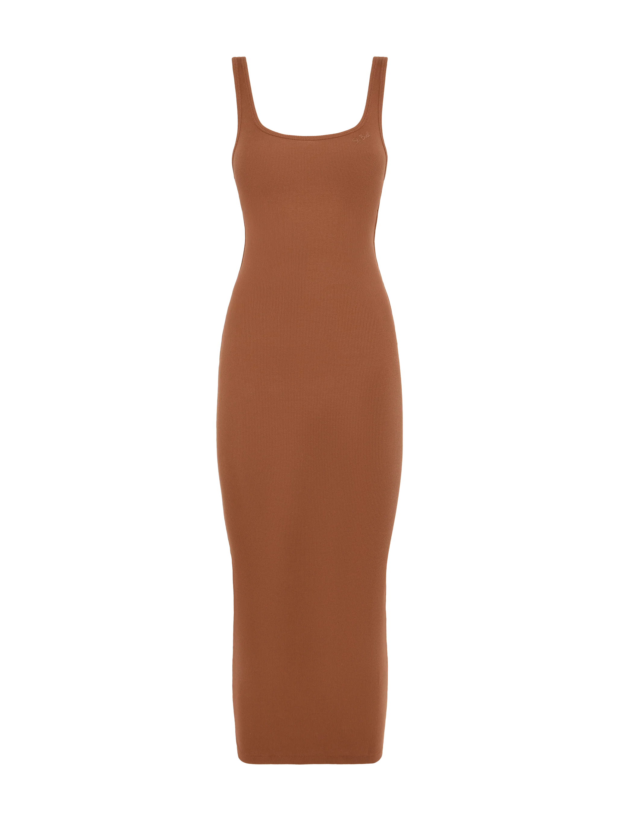 Jennifer ribbed brown cotton jersey tank dress - Image 4