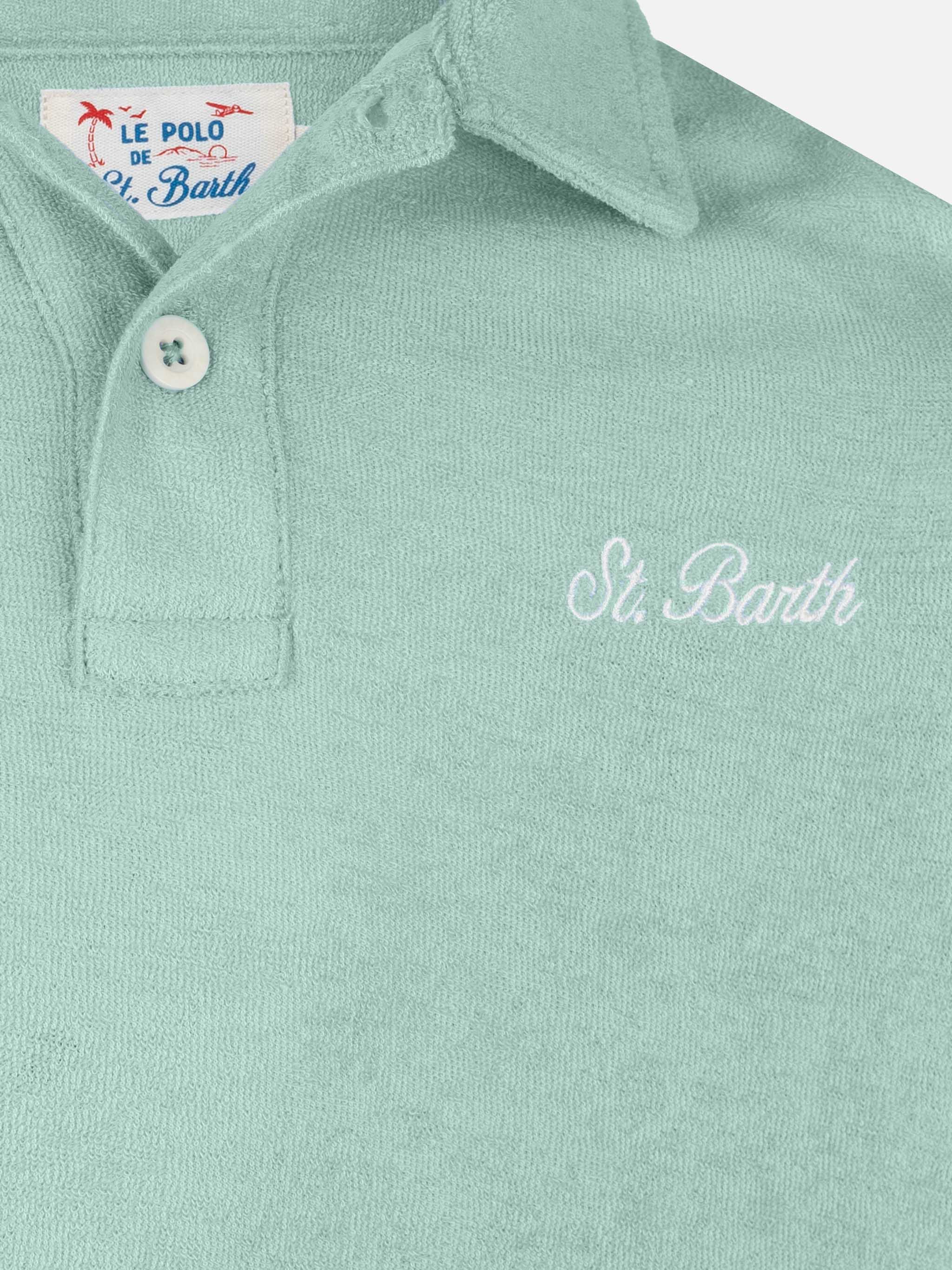 Jeremy Jr sage green terry polo shirt - Image 3