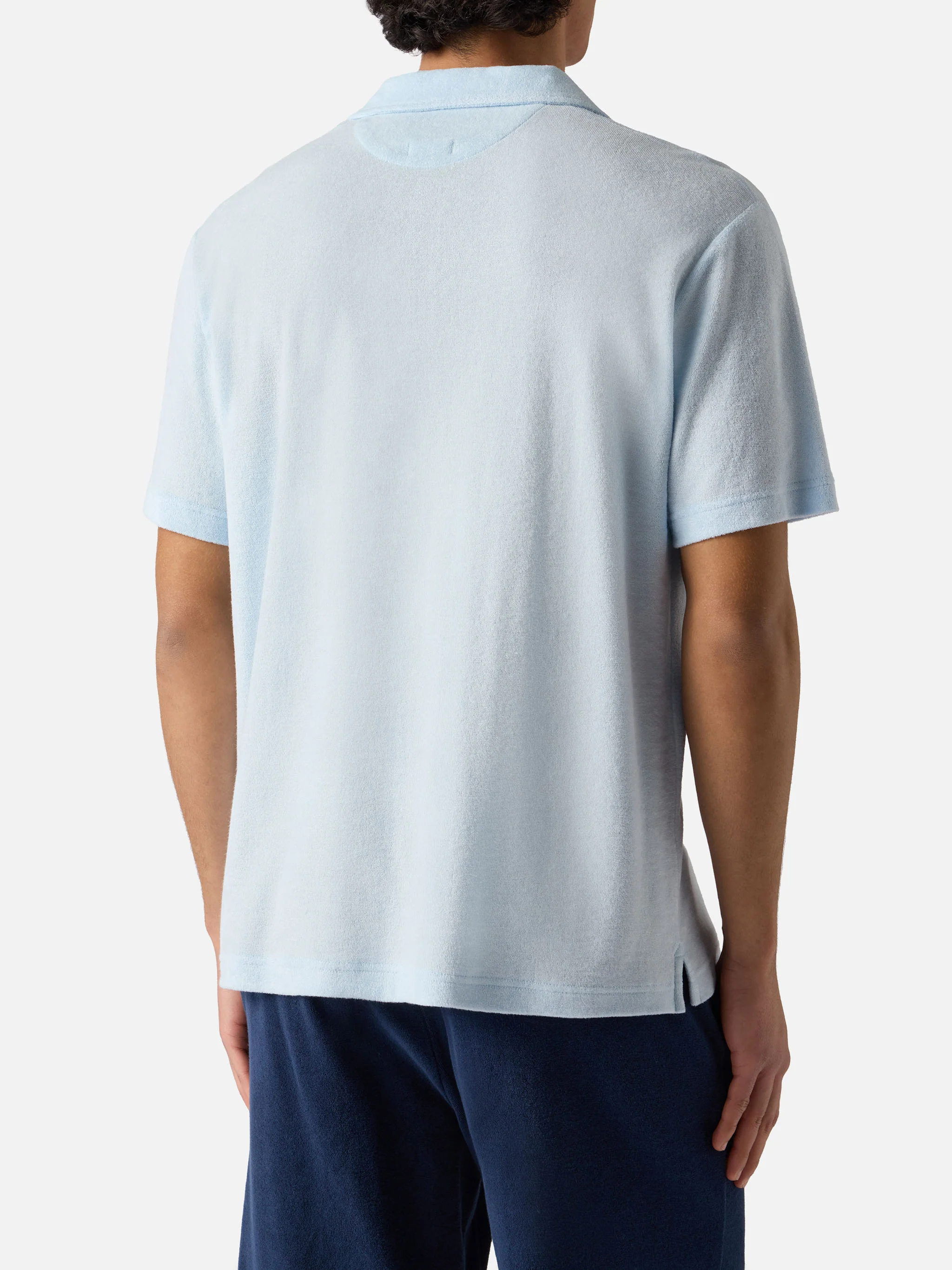 Light blue Jeremy polo in terry-effect cotton - Image 3