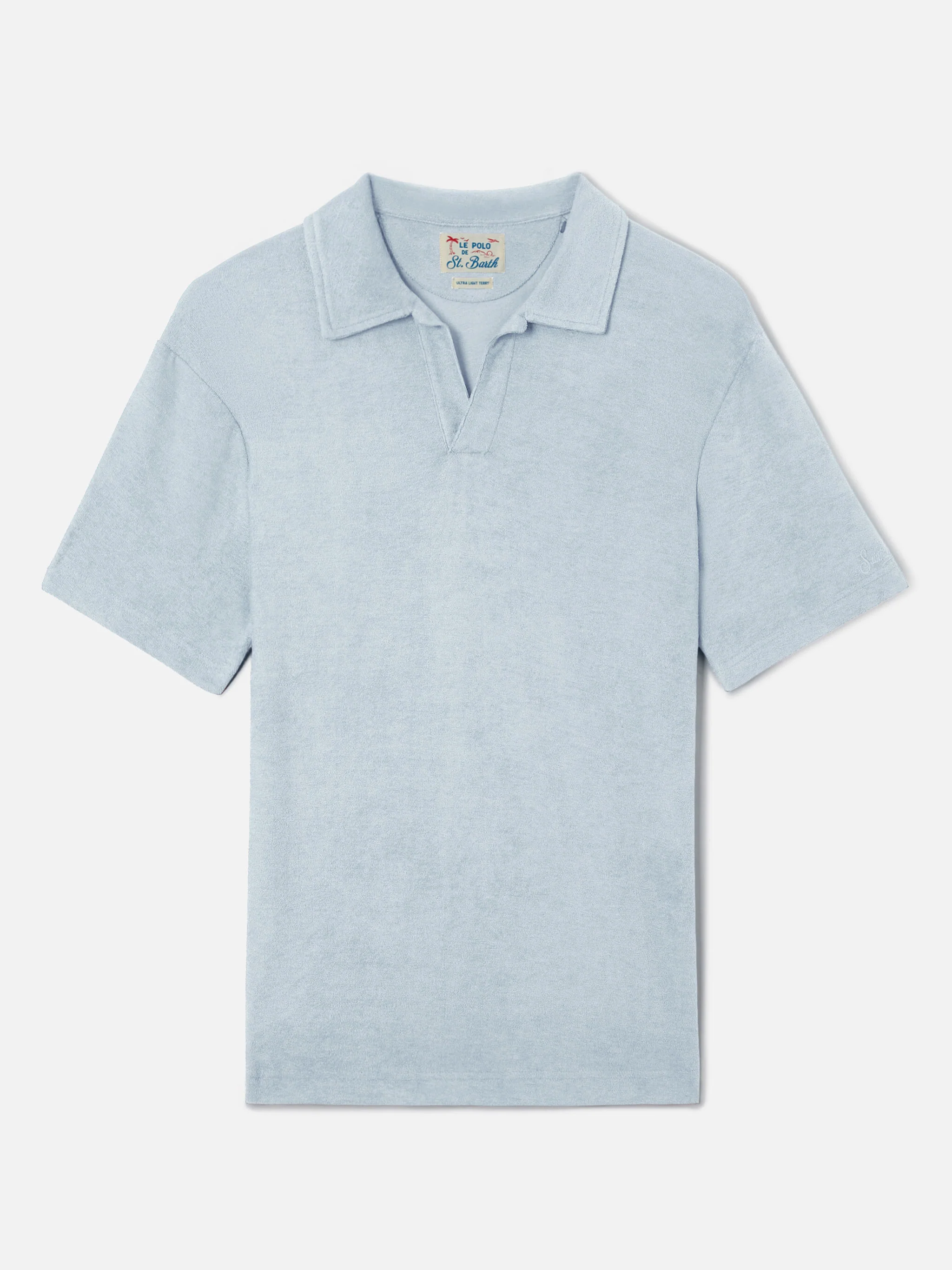 Light blue Jeremy polo in terry-effect cotton - Image 4