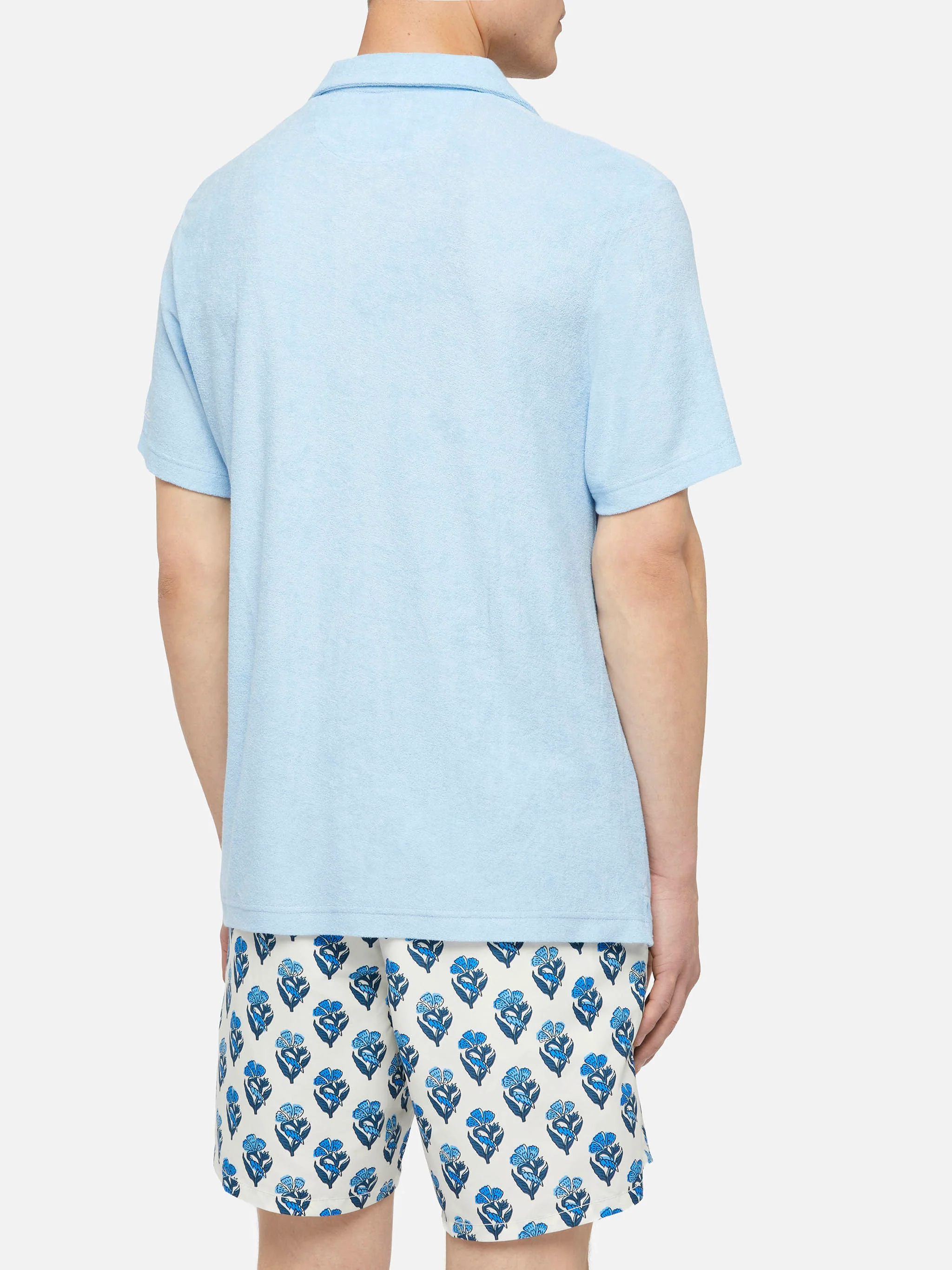 Jeremy light blue terry buttonless polo shirt - Image 3