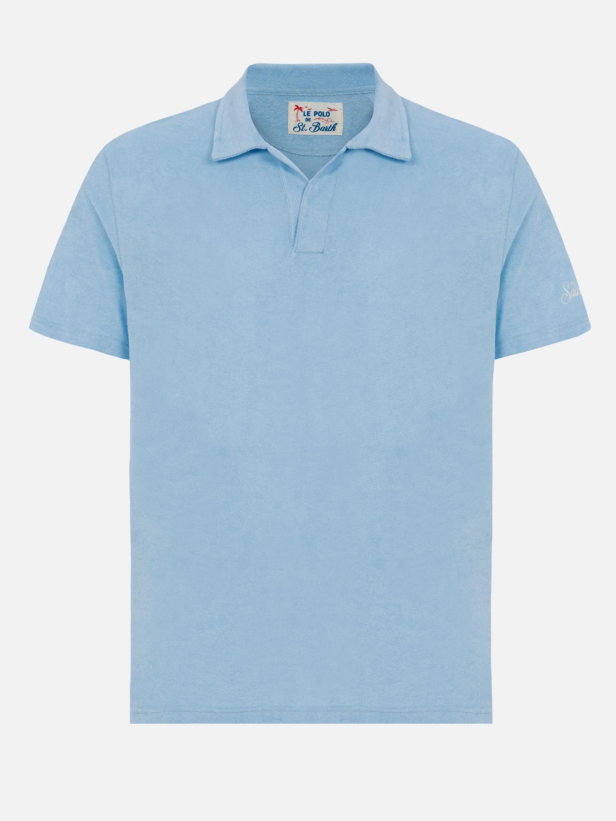 Jeremy light blue terry buttonless polo shirt - Image 5